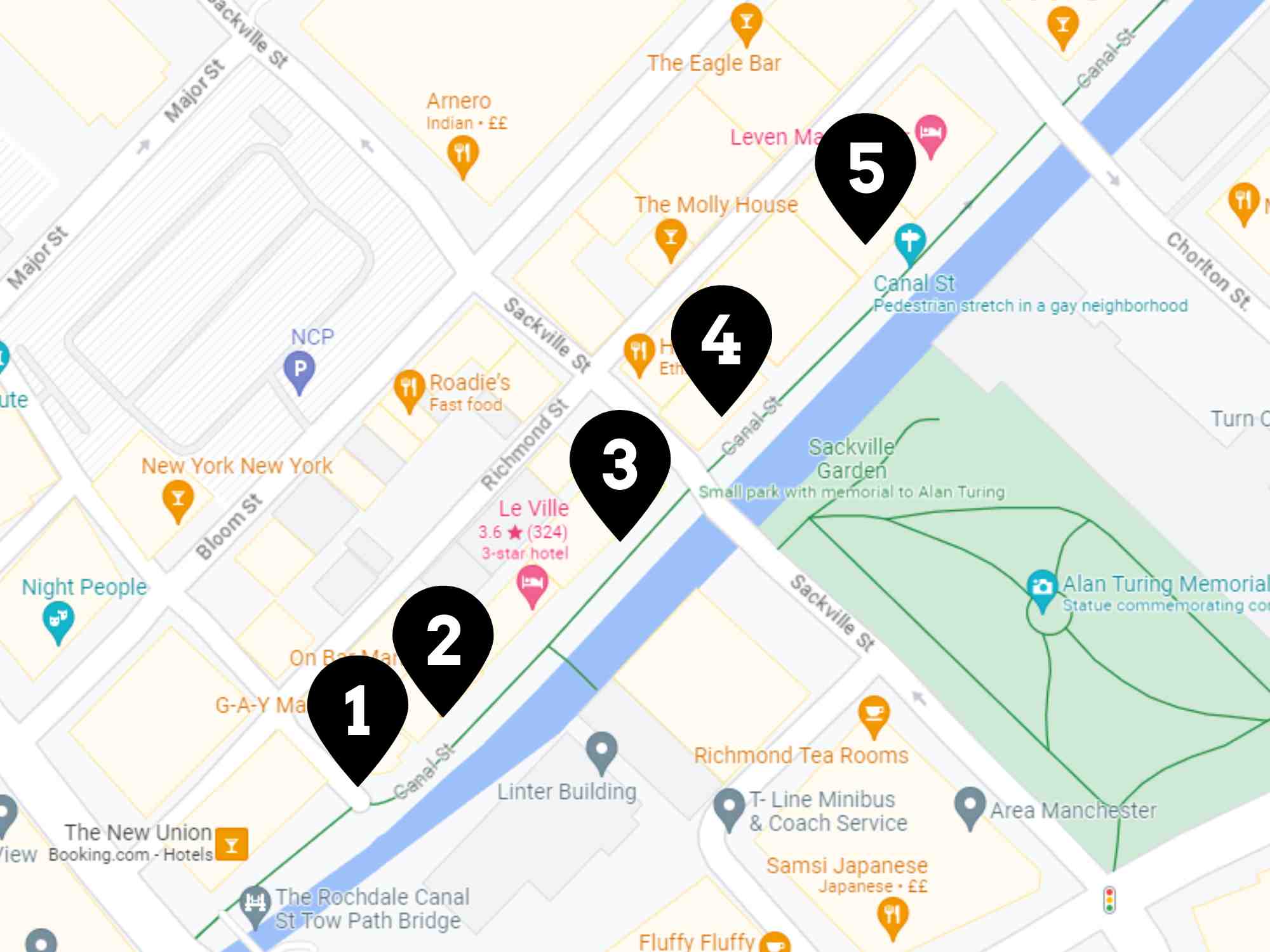 Manchester - Canal Street Bar Crawl Map