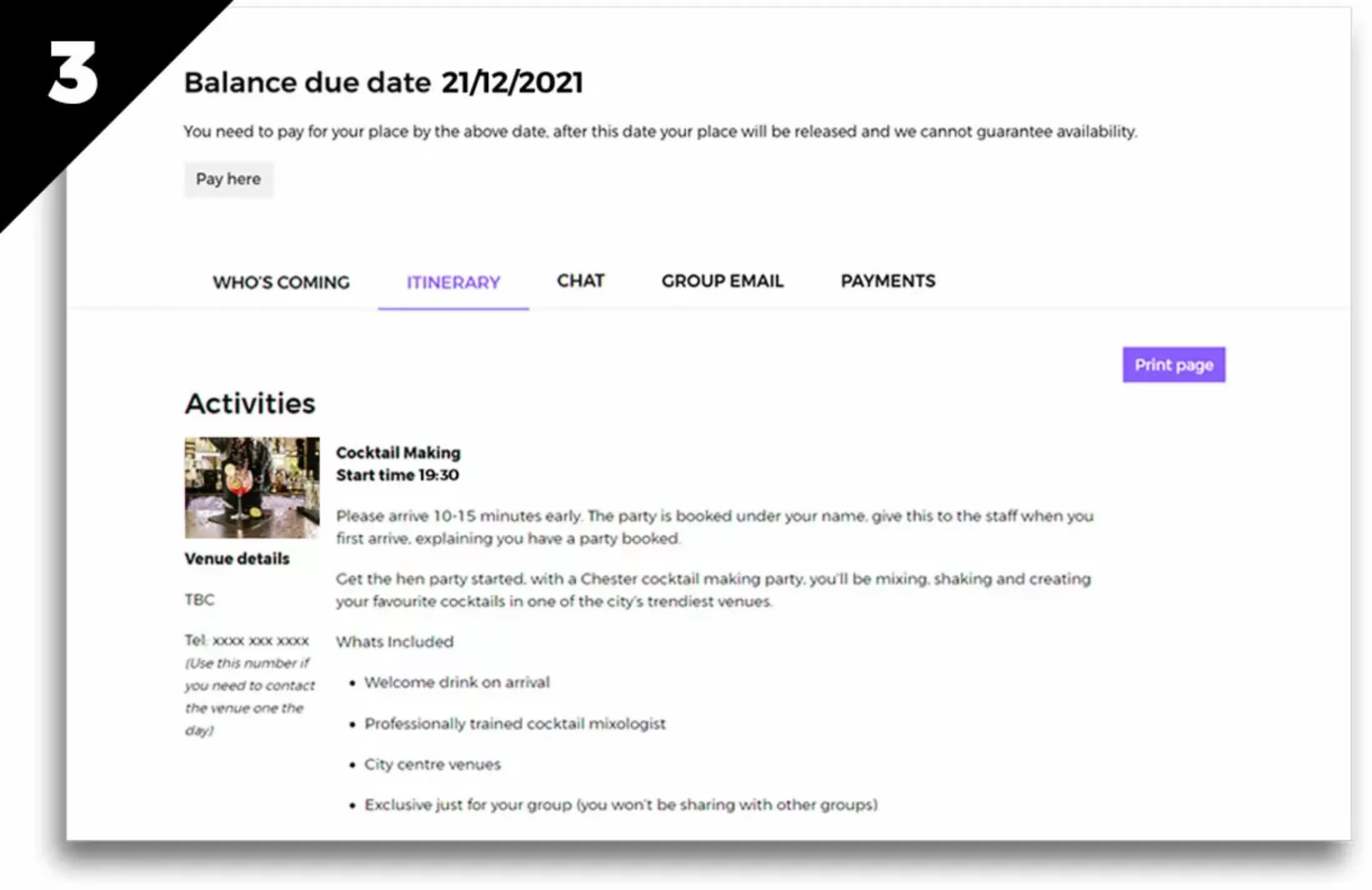My Events VIP Area - Itinerary 24hr Access