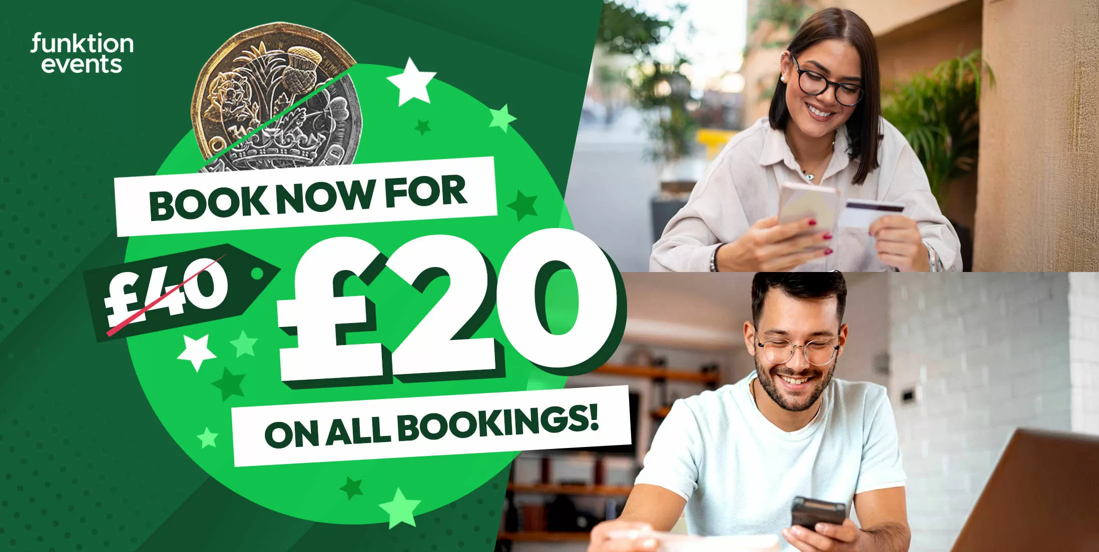 Use the Special Offer Deposit when booking with Funktion Events 