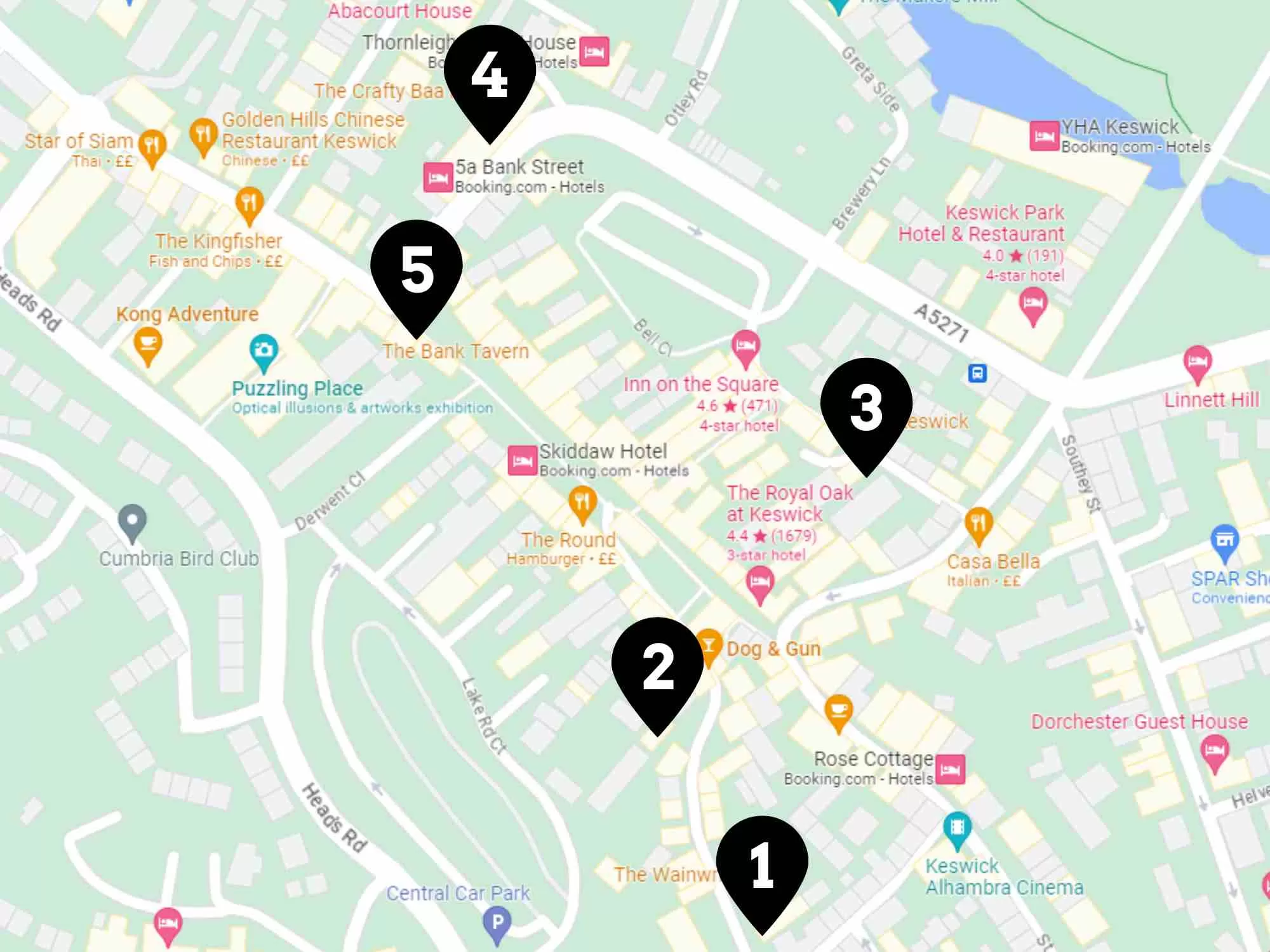 Lake District - Keswick Bar Crawl Map