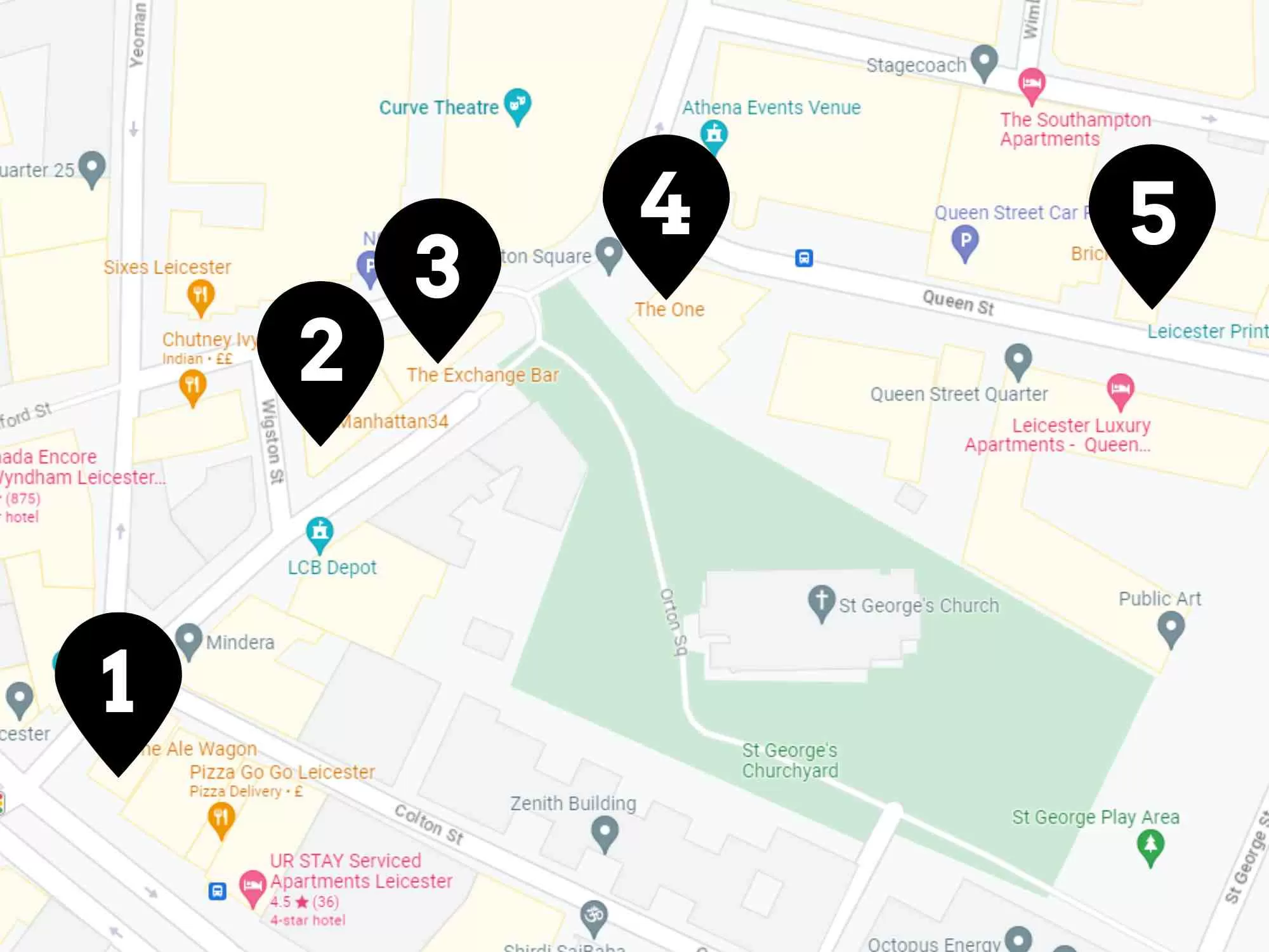 Leicester - Orton Square Bar Crawl Map Leicester - Orton Square Bar Crawl Map