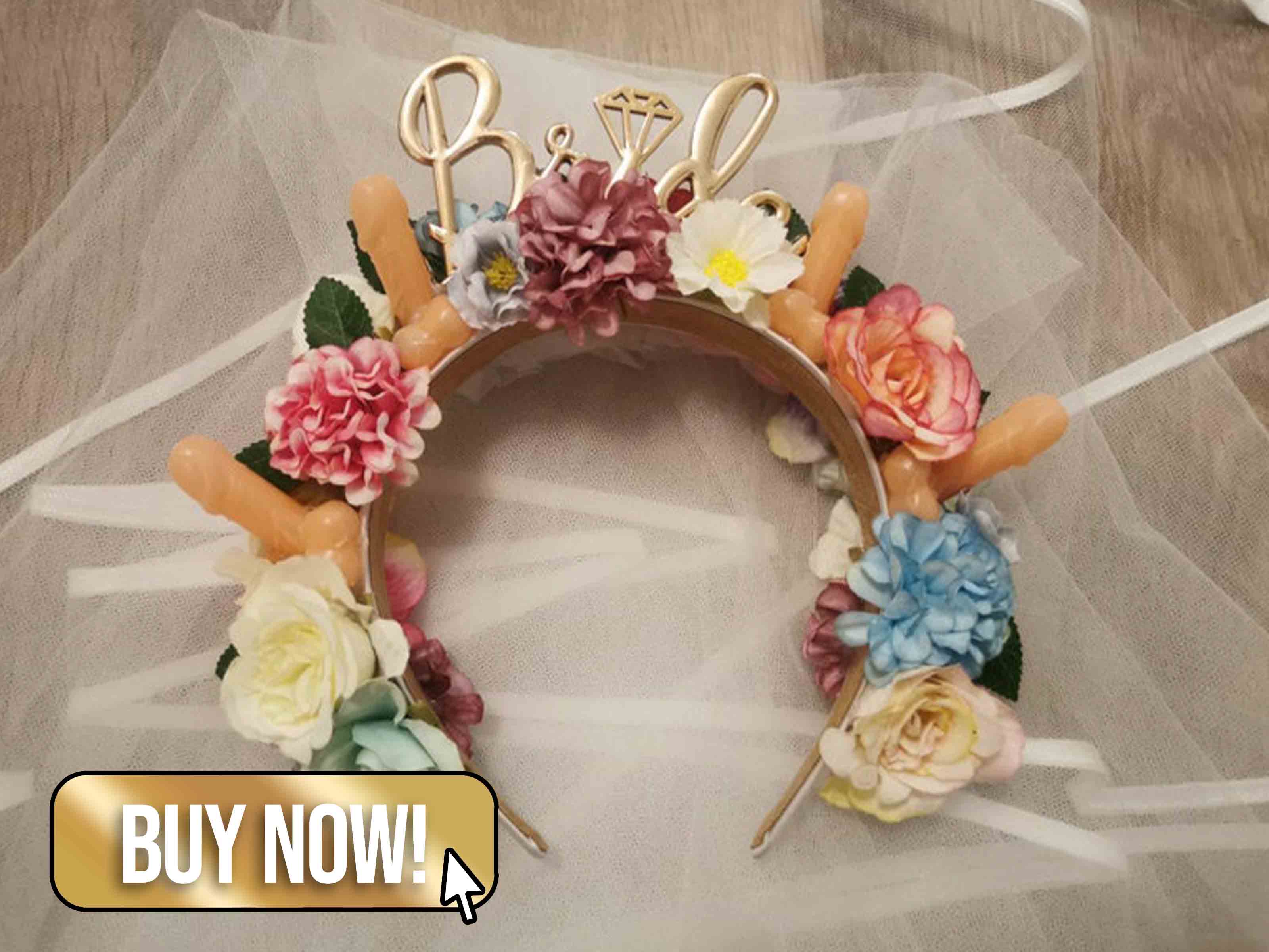 Hen Do Bride Willy Flower Crown - TheFauxFlowerPage