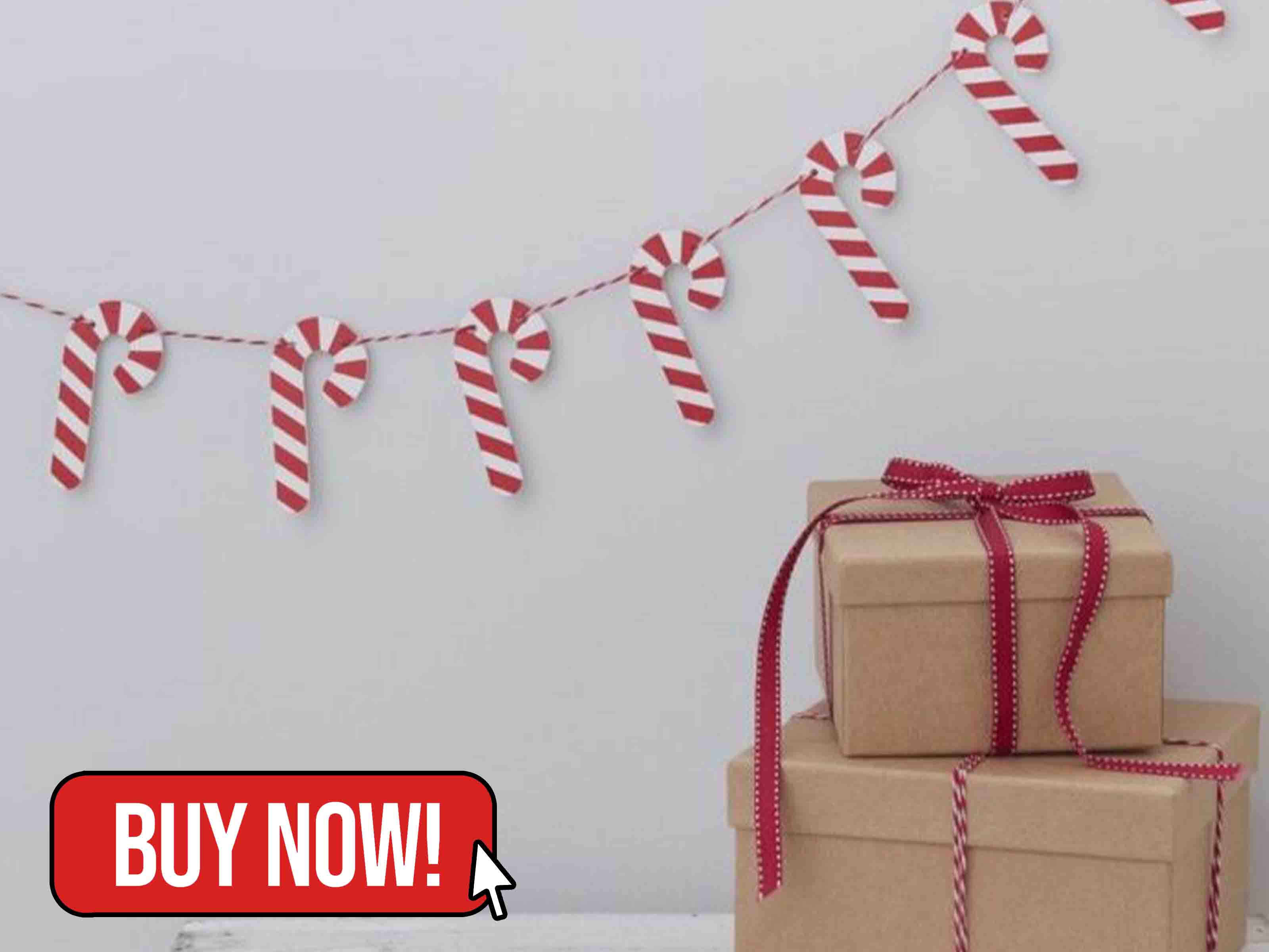 CANDY CANE SHAPED WOODEN CHRISTMAS BUNTING - GINGER RAY