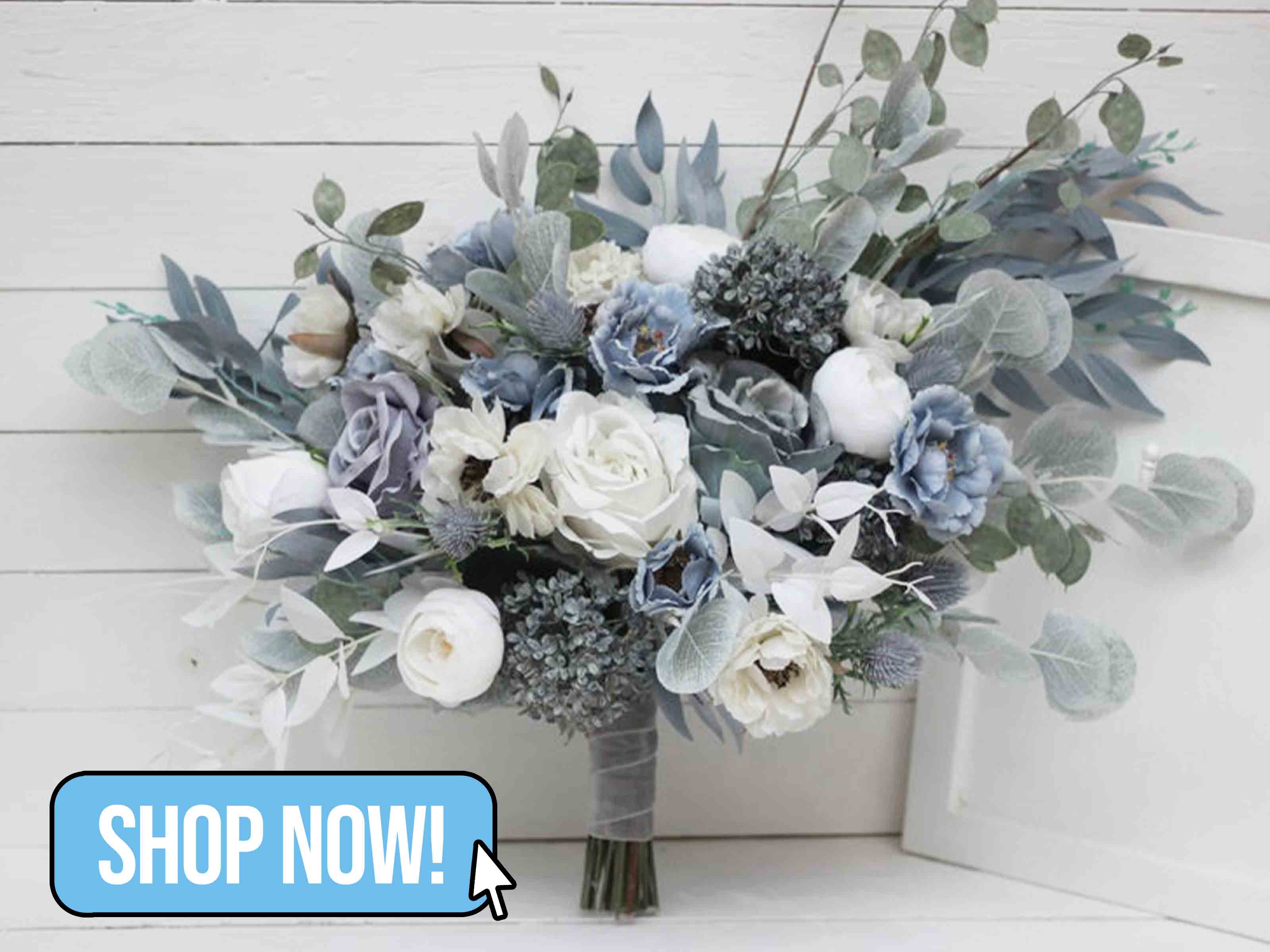 Dusty Blue Bridal Bouquet - Kochetova