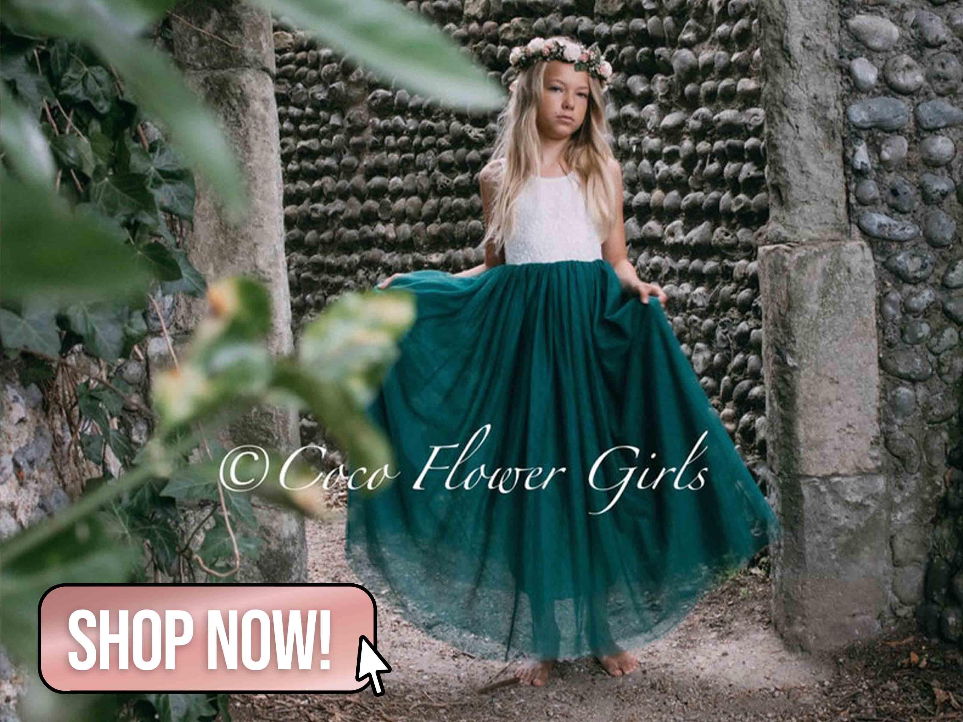 Bohemian Green Classic Flower Girl Dress - CocoFlowerGirls
