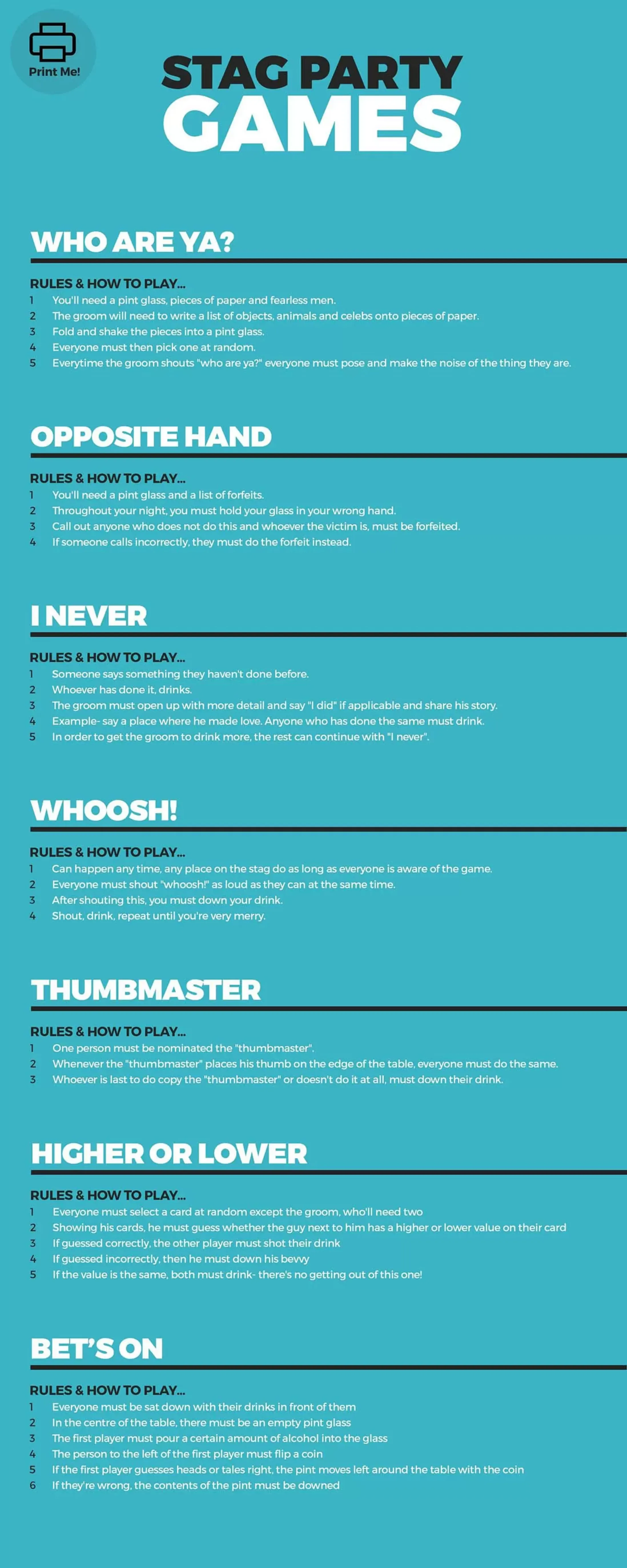 Stag Do Games you can print out