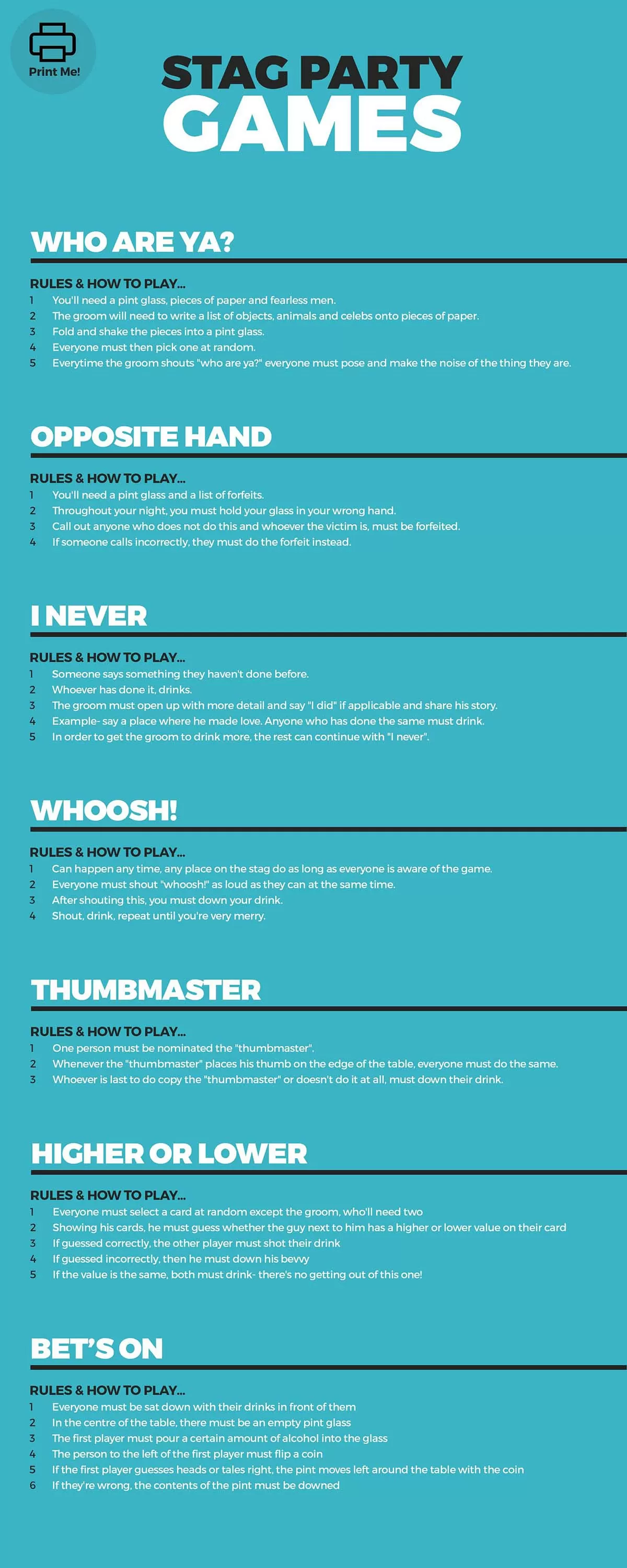 Stag Do Games you can print out