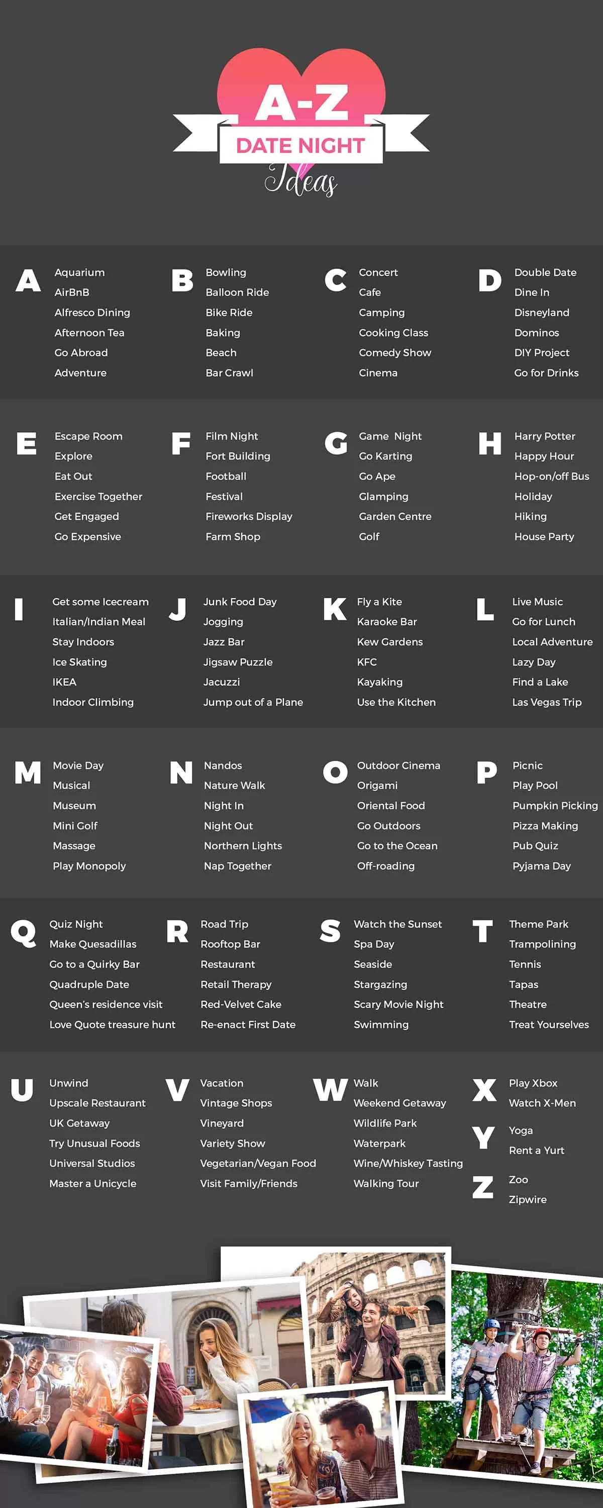 A-Z Date Night Ideas (All)