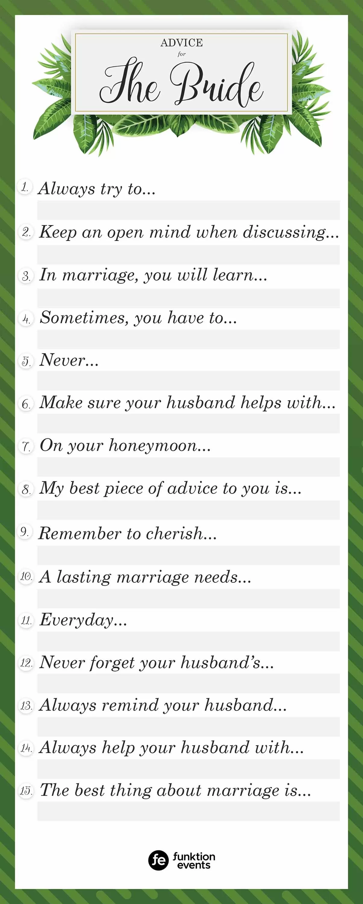 Printable Advice for the Bride