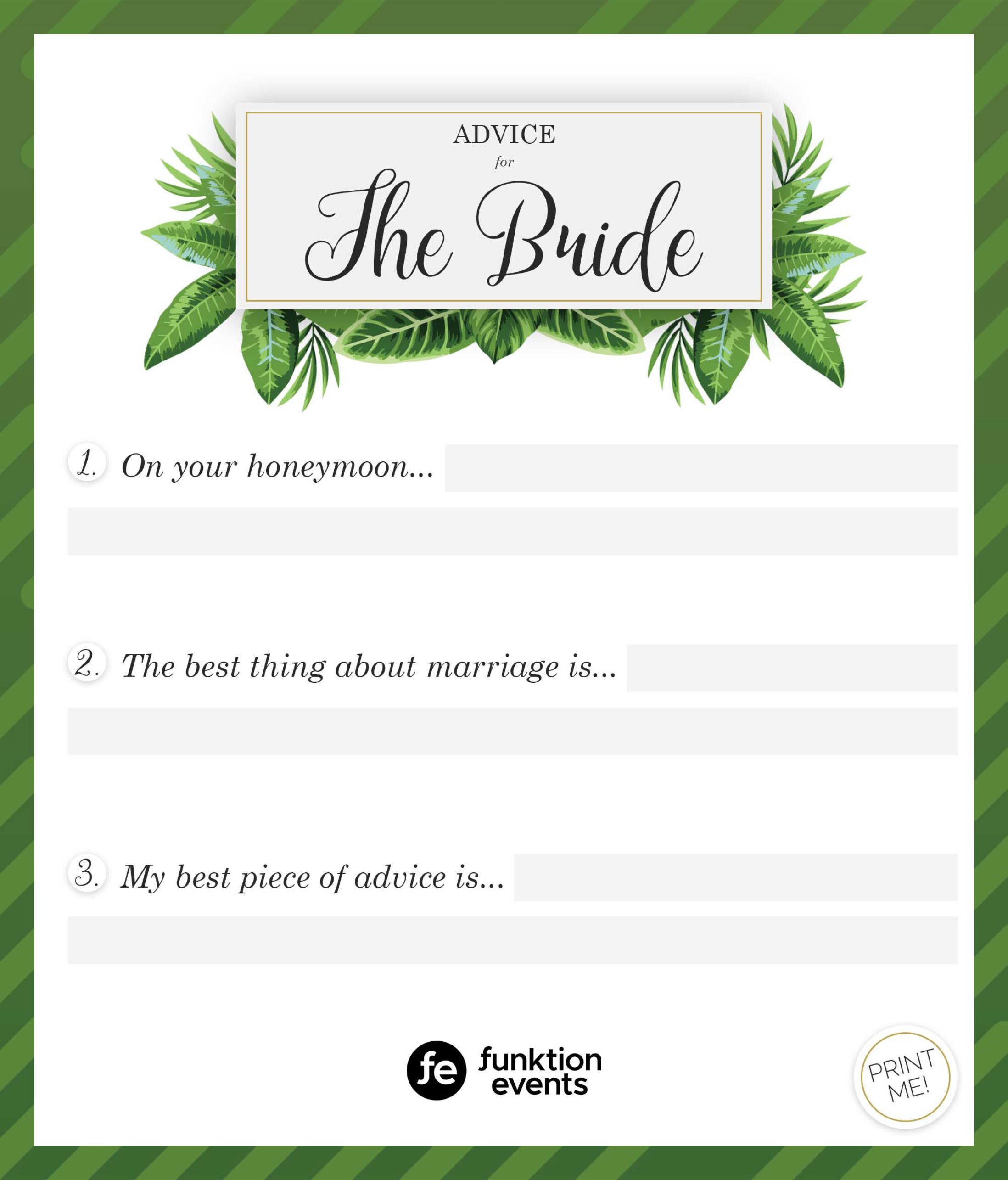 Advice for the Bride Printable - 1