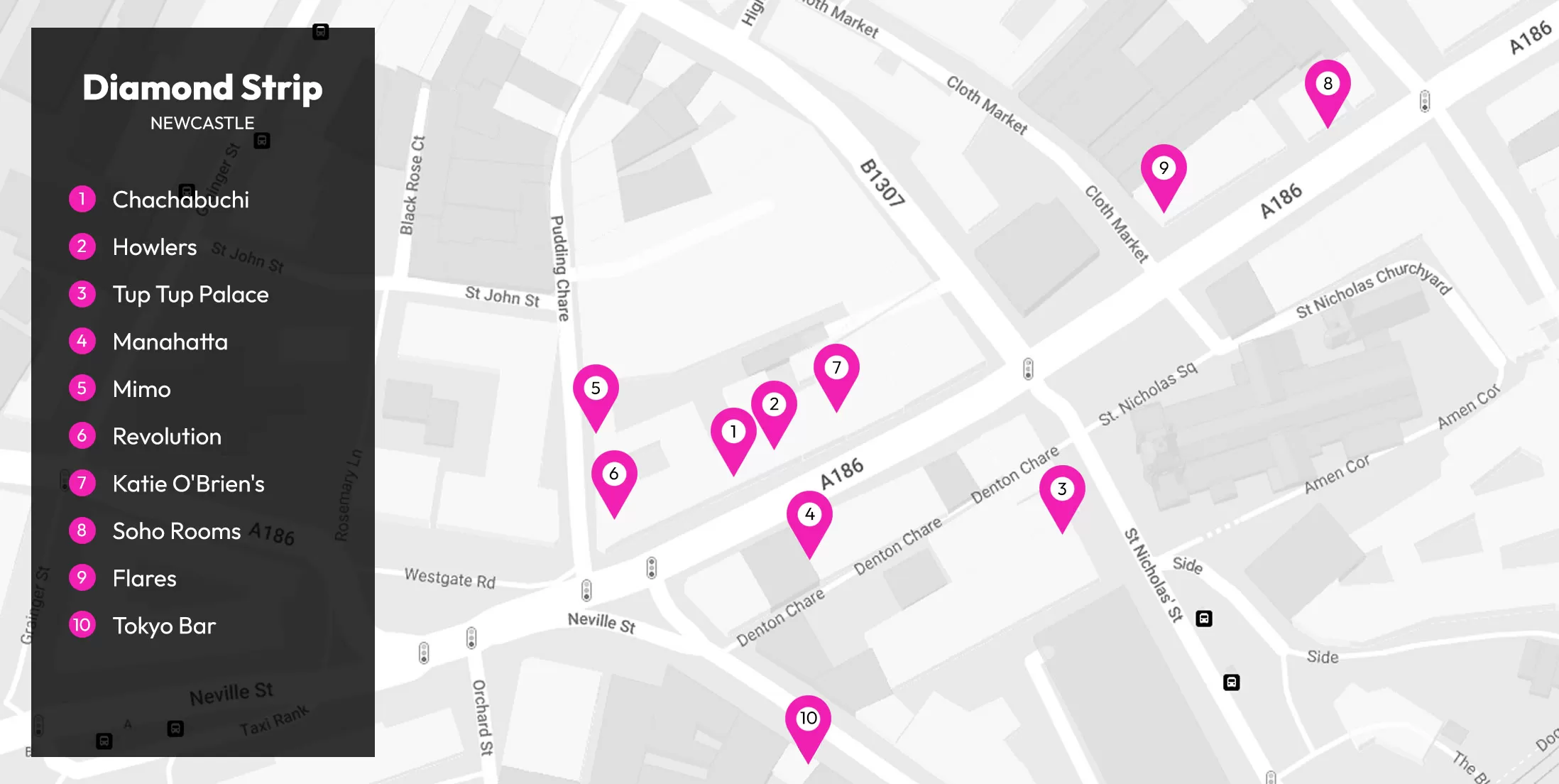 Diamond Strip Pub Crawl Map