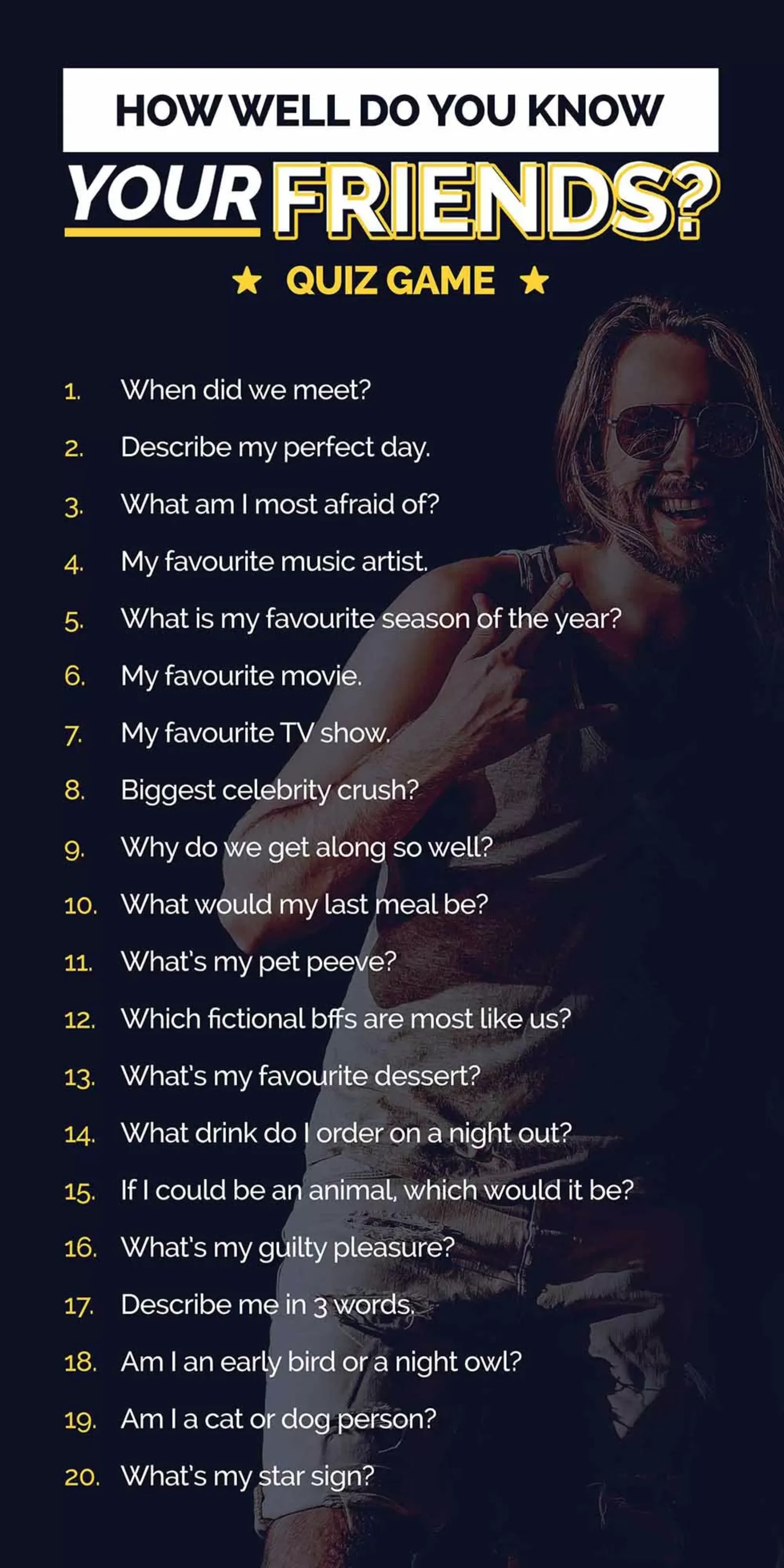 How Well Do You Know Your Friends Game For Groups - Questions