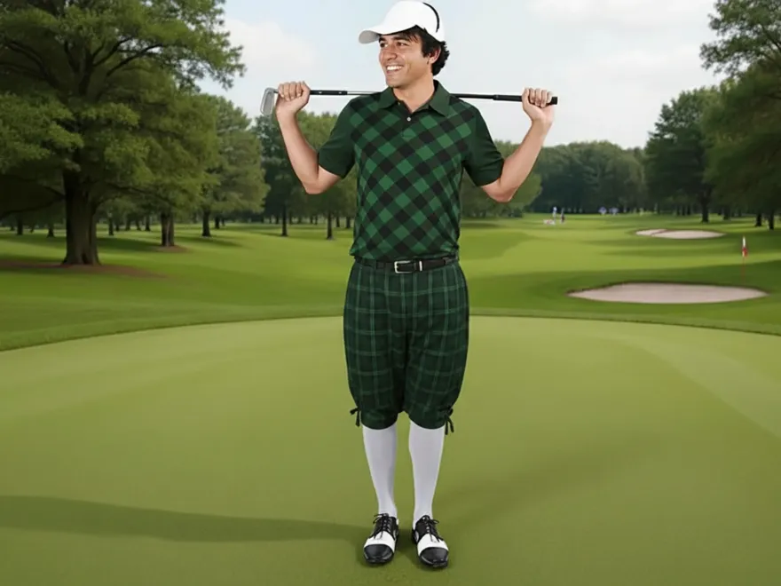 Tartan Purple Golfer Fancy Dress Costume - Amazon