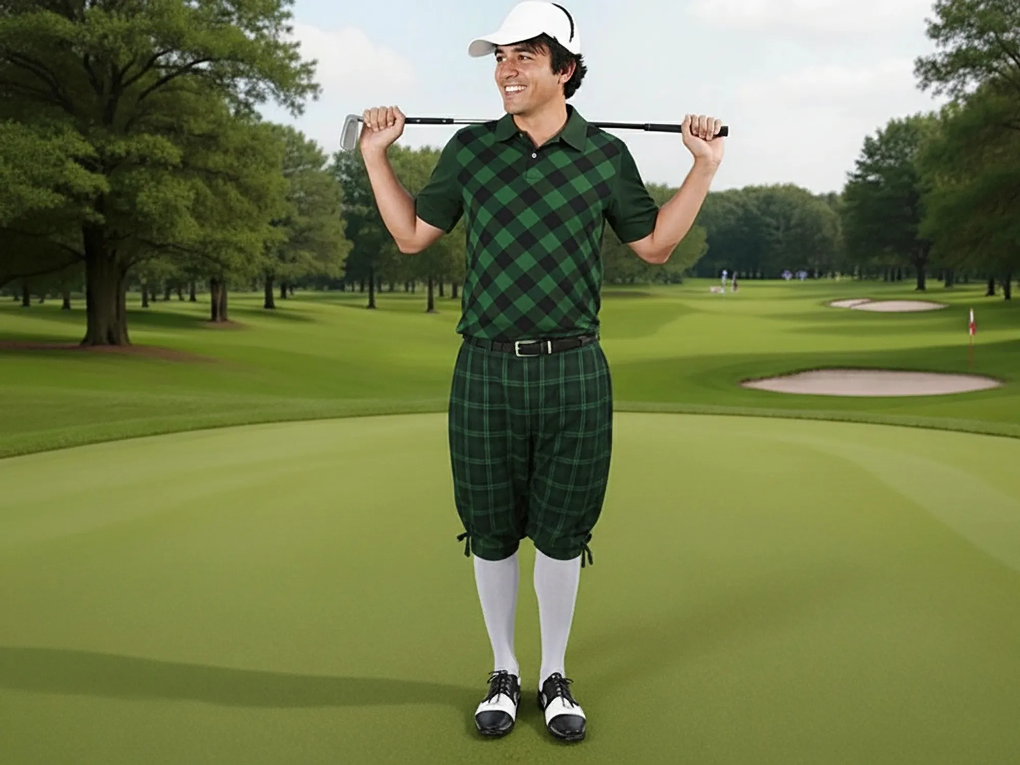 Tartan Purple Golfer Fancy Dress Costume - Amazon