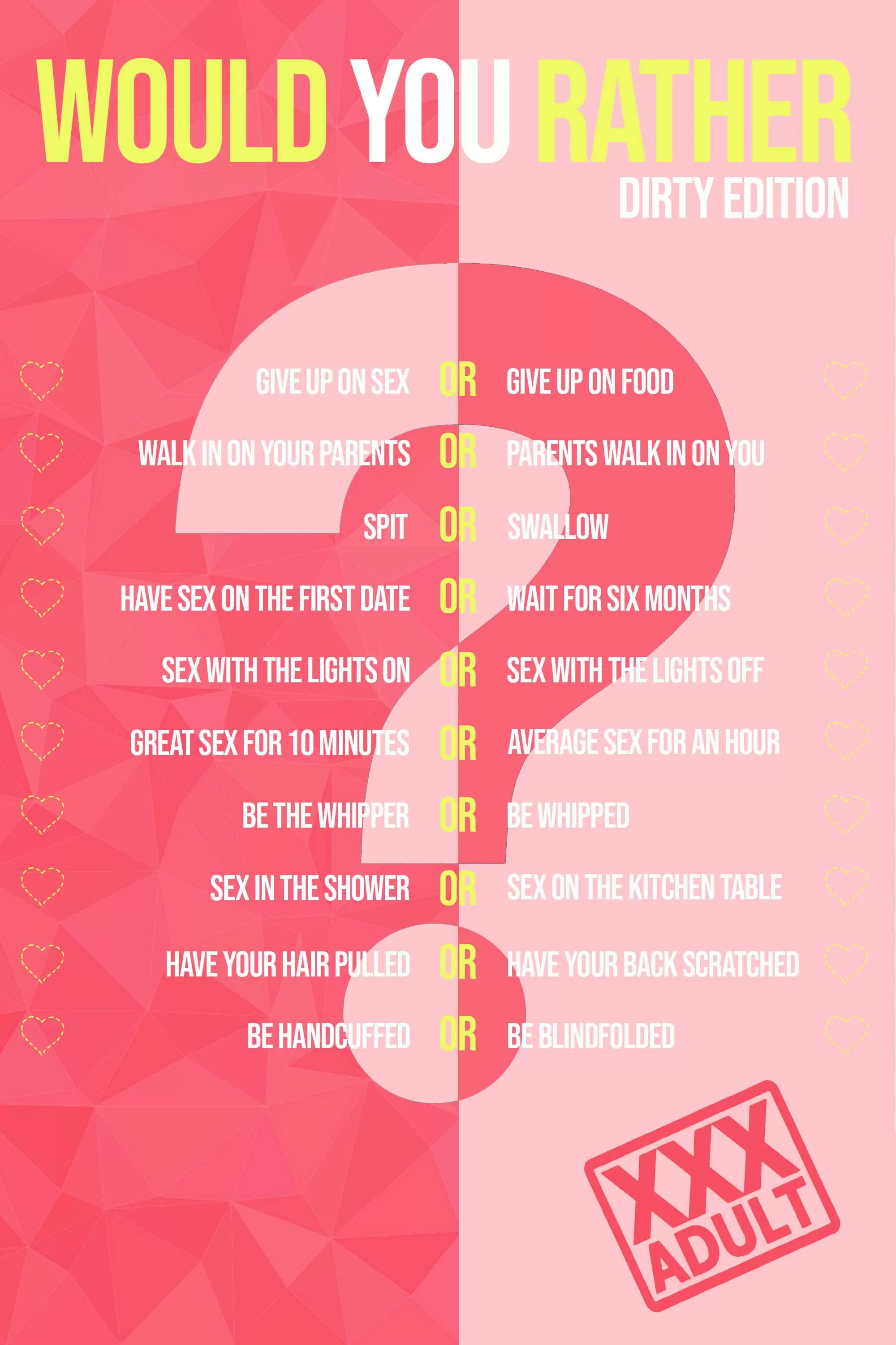 Would You Rather Dirty Edition