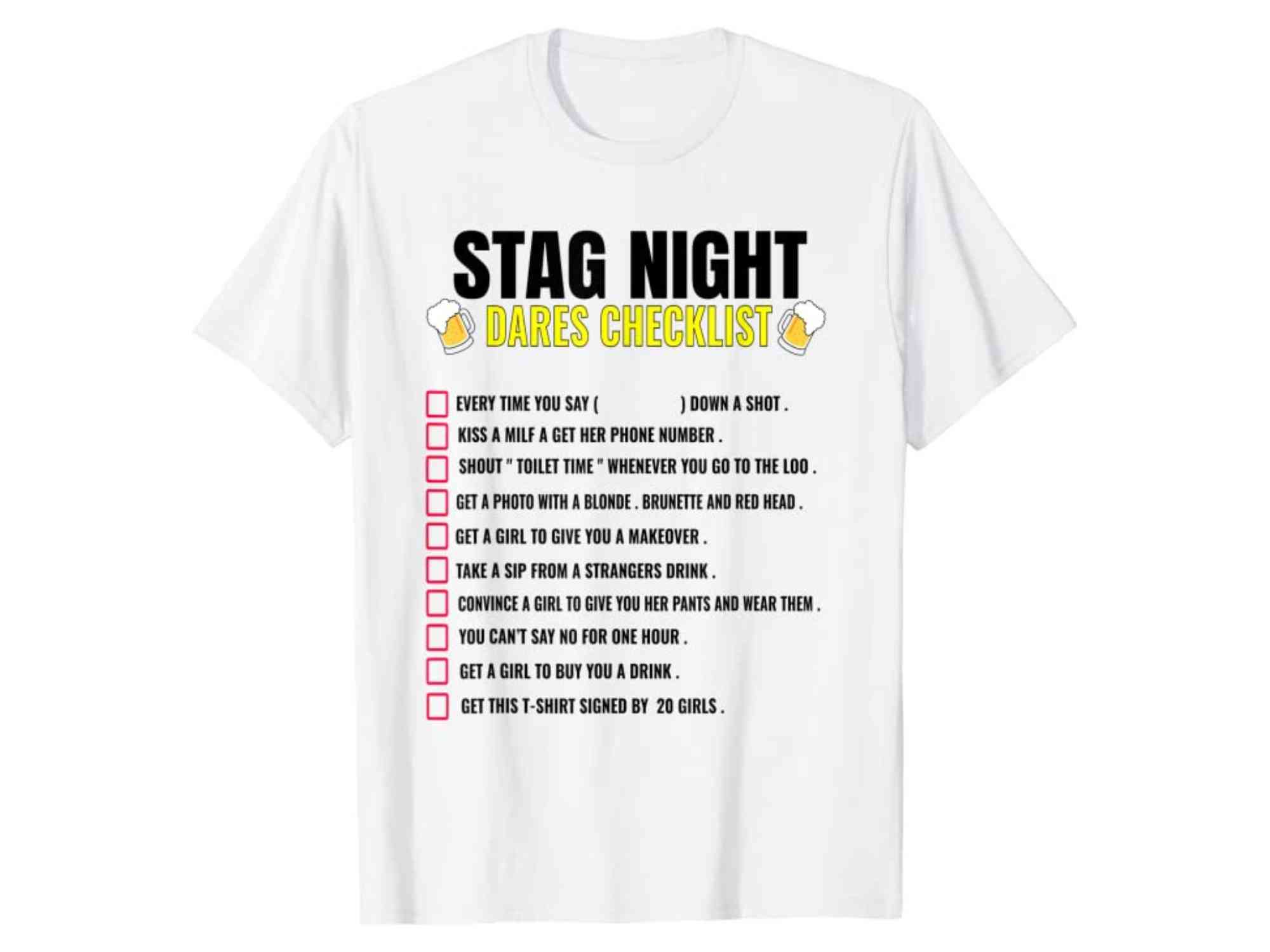 Cheap Stag Do T-Shirts - Stag Do Dares Checklist