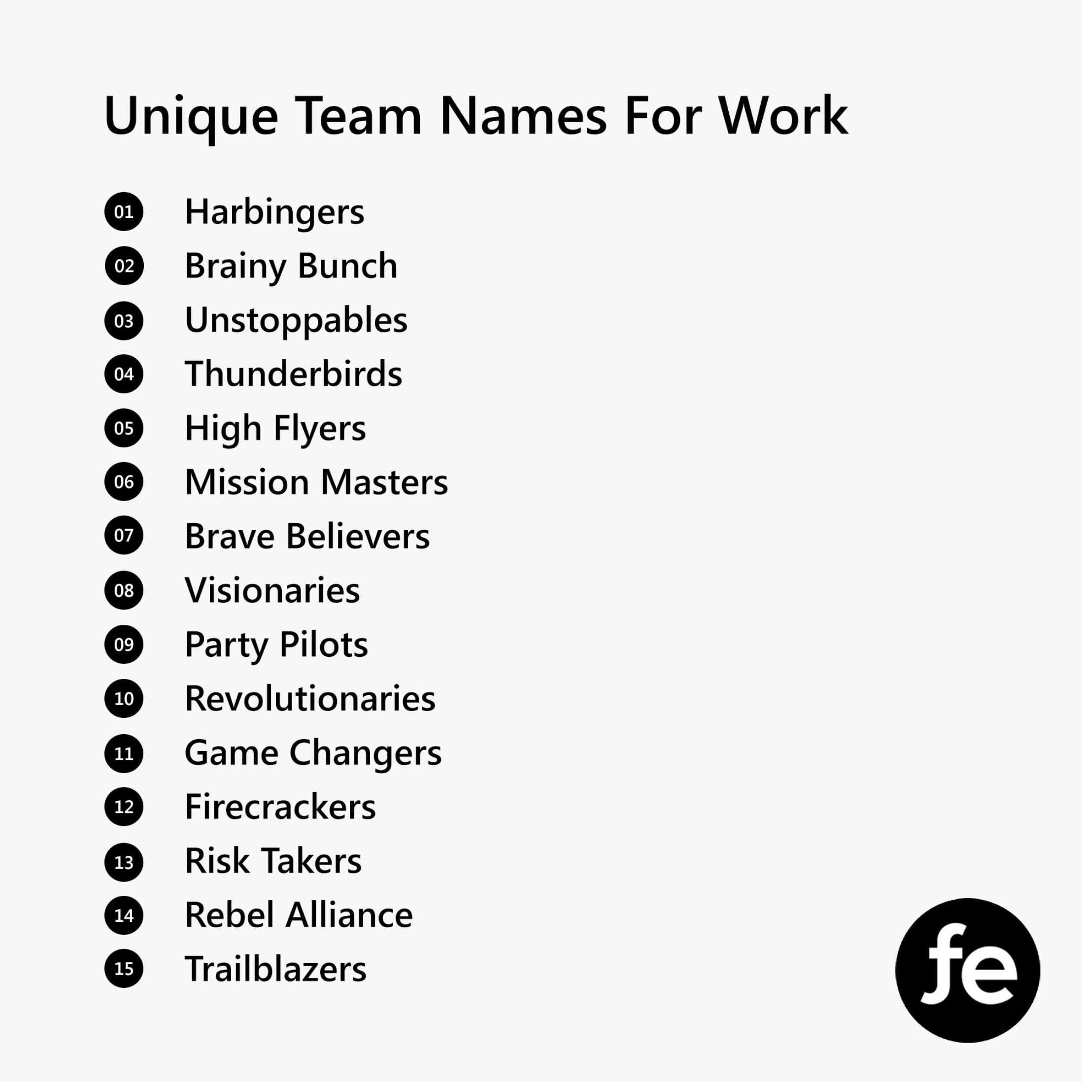Unique Team Names For Work