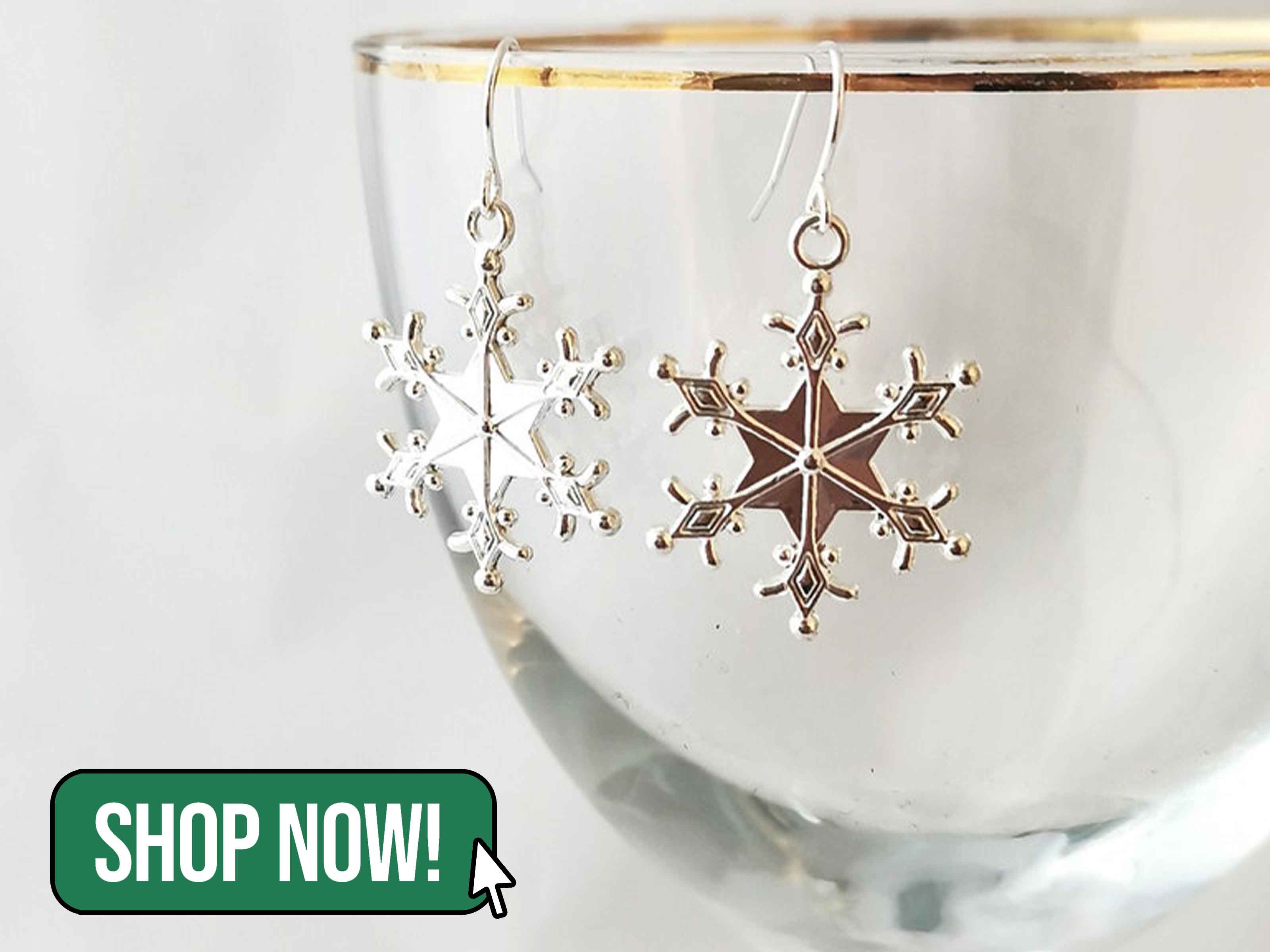 Large silver snowflake earrings - MissBeaujangles