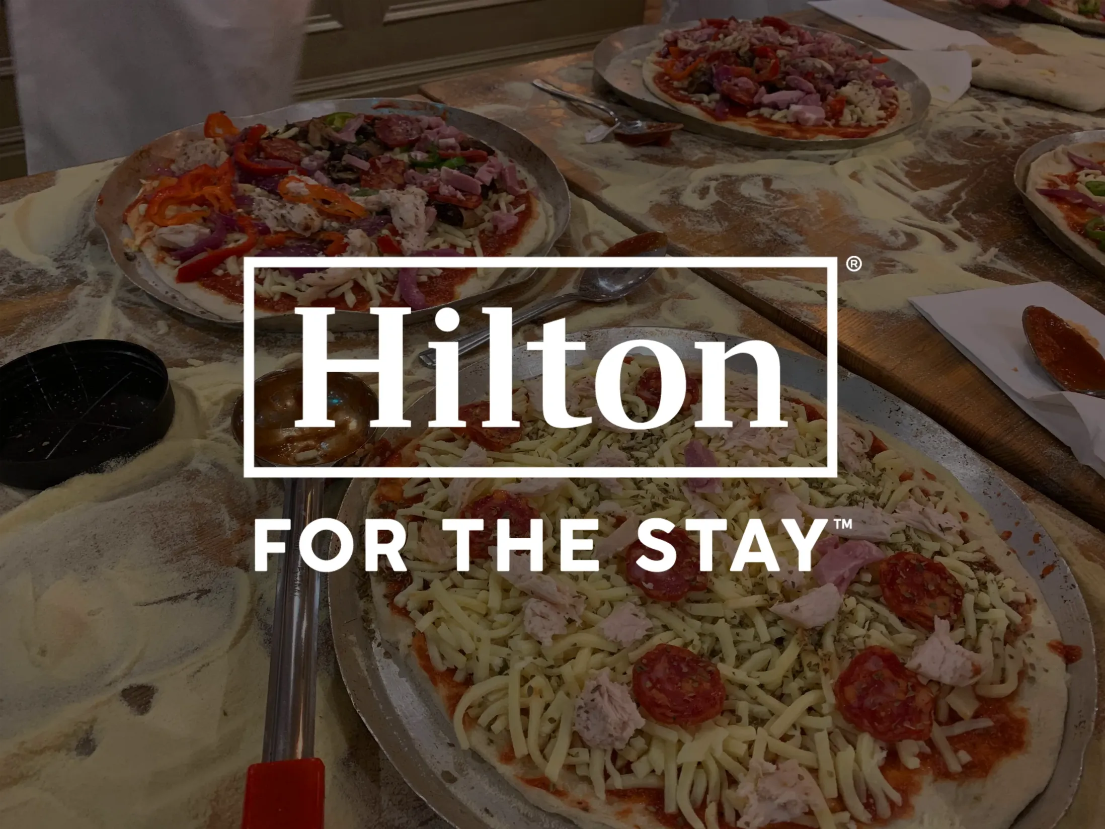 Hilton pizza making team building event