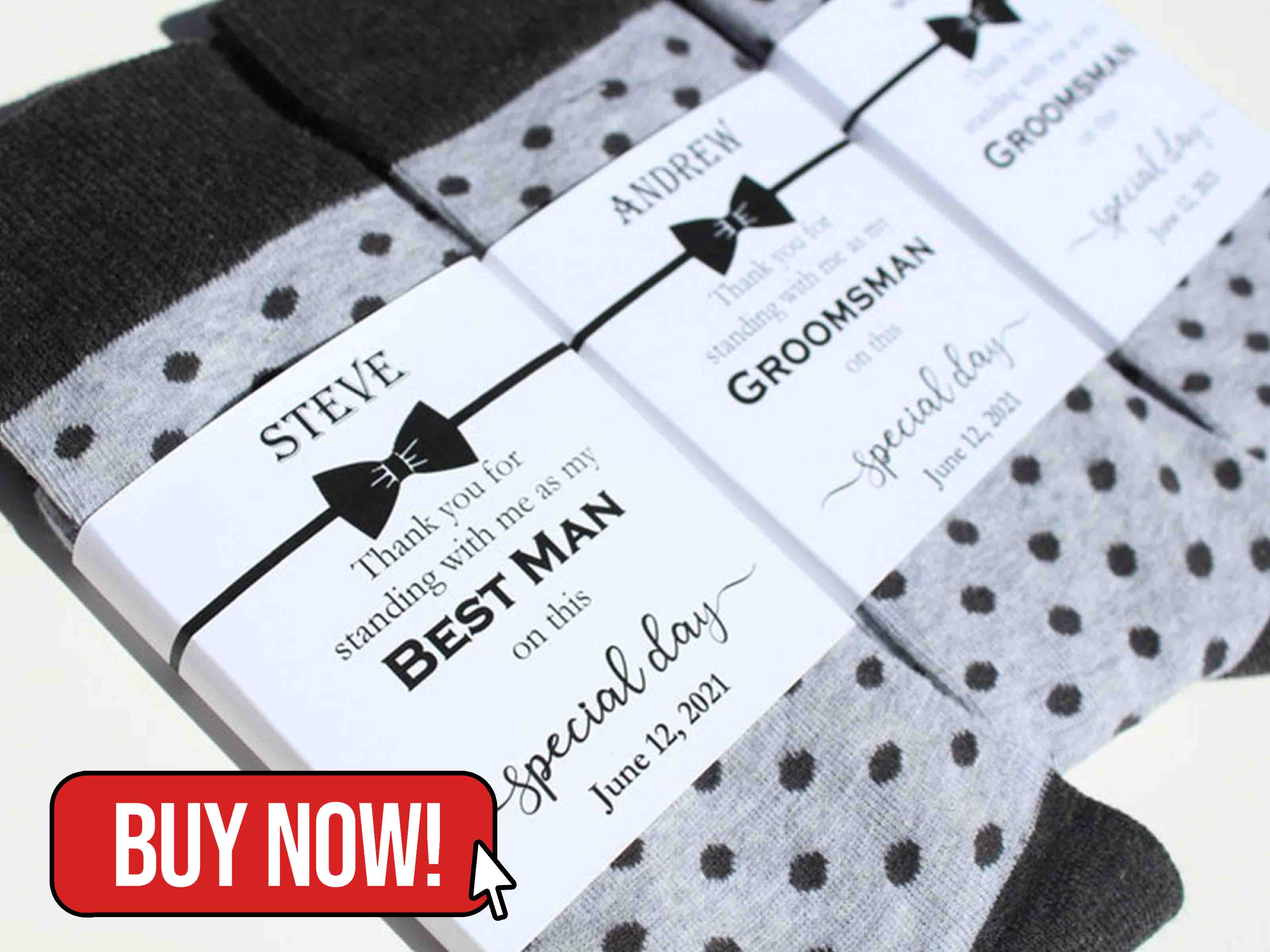 Light Grey & Dark Grey Polka Dot Personalized Groomsmen Socks - GestGear