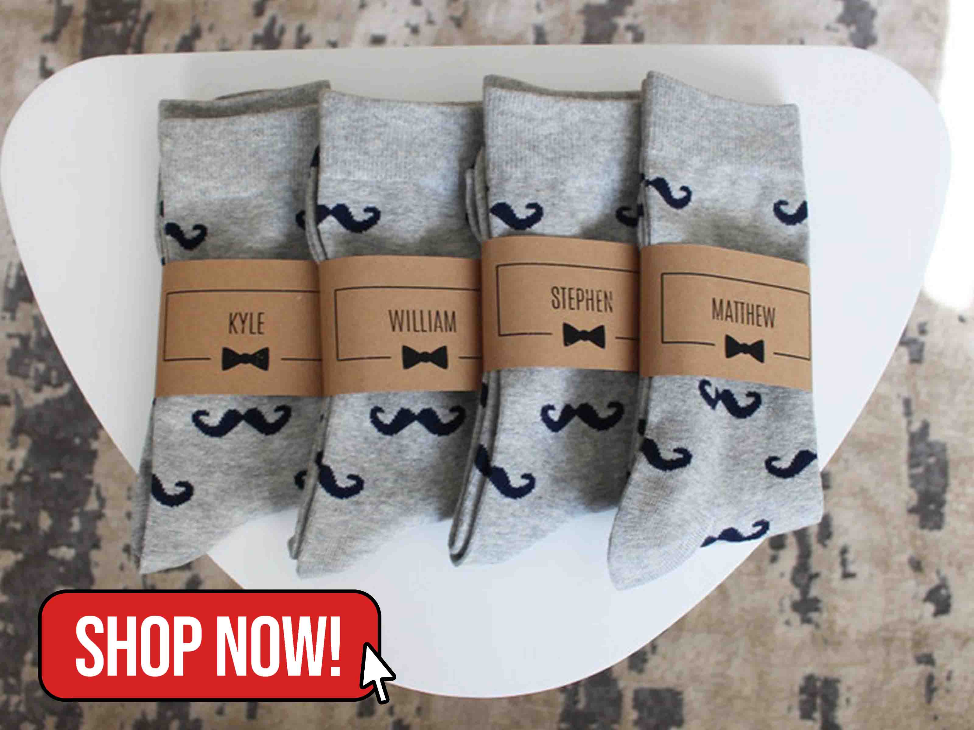 Grey Mustache Wedding Socks - GroomsmanGear
