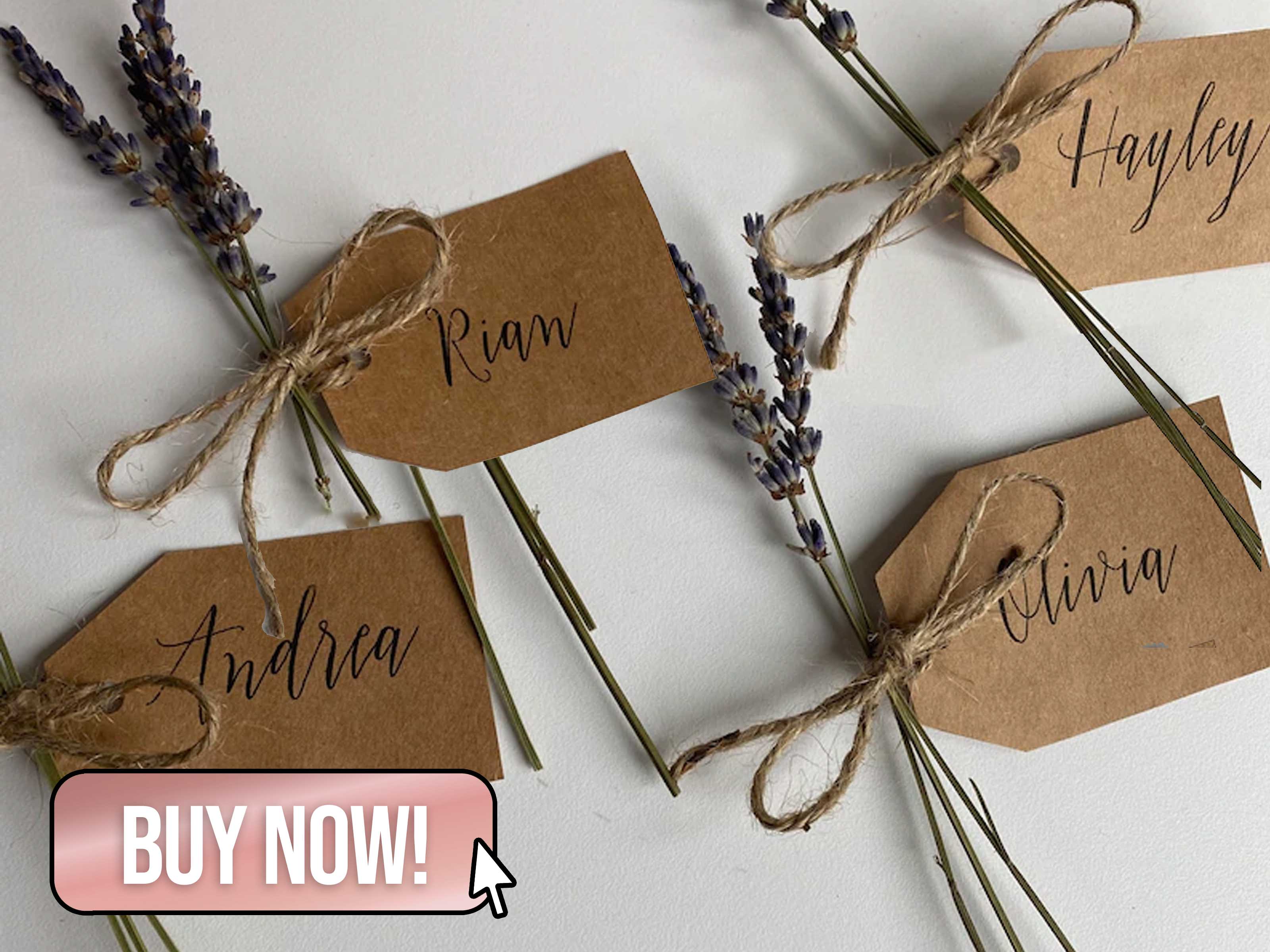Calligraphy Dried Flower Wedding Favour