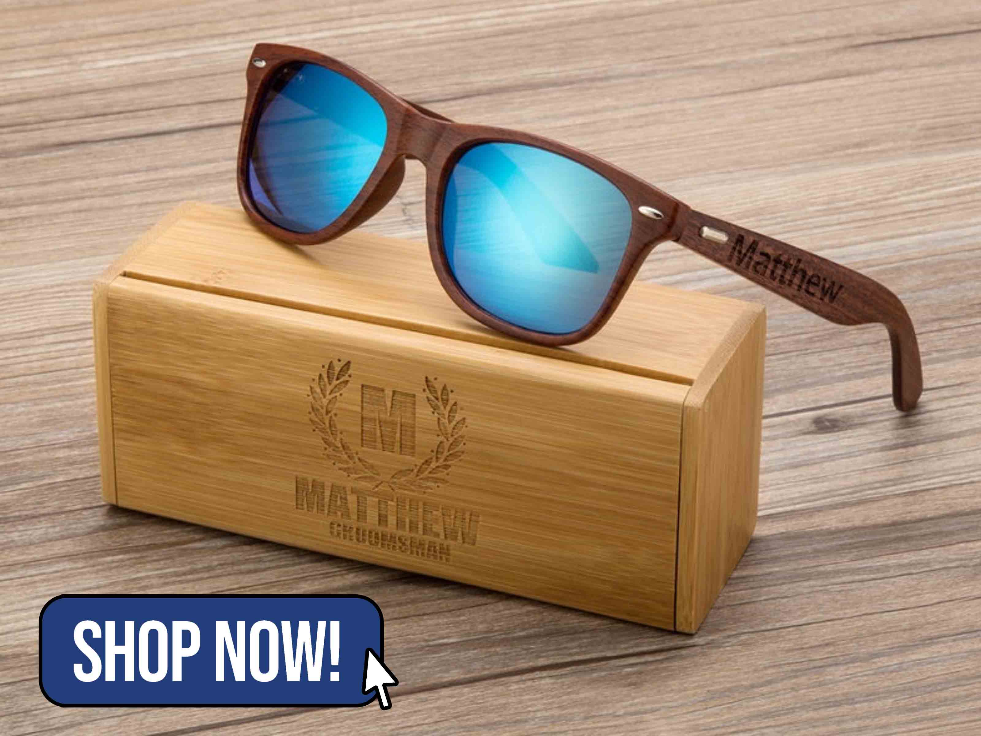 Personalized Walnut Wood Wooden Sunglasses - PongsArt