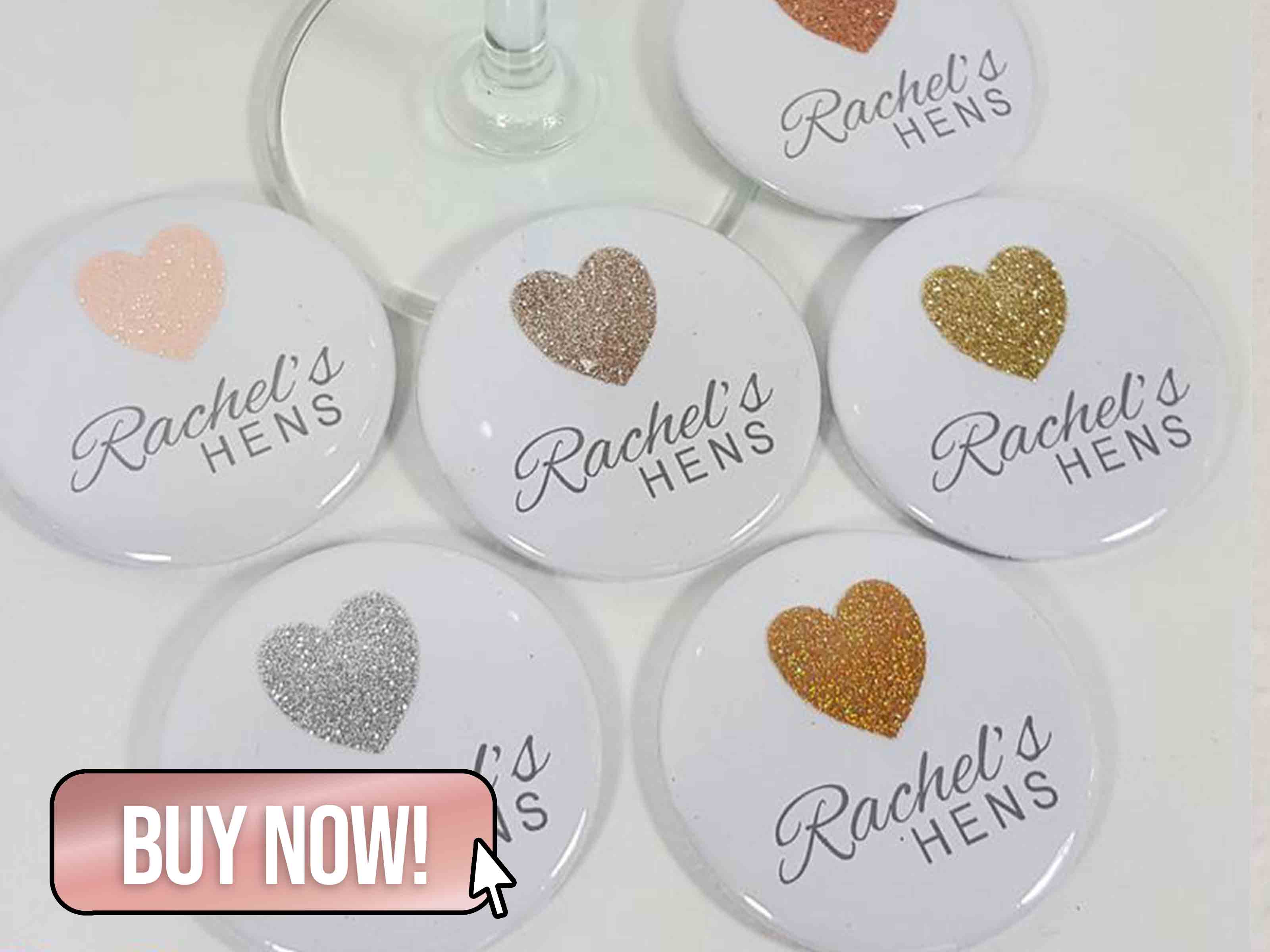 Personalised Hen Party Badges Real Glitter - BlueBowDesignsUK