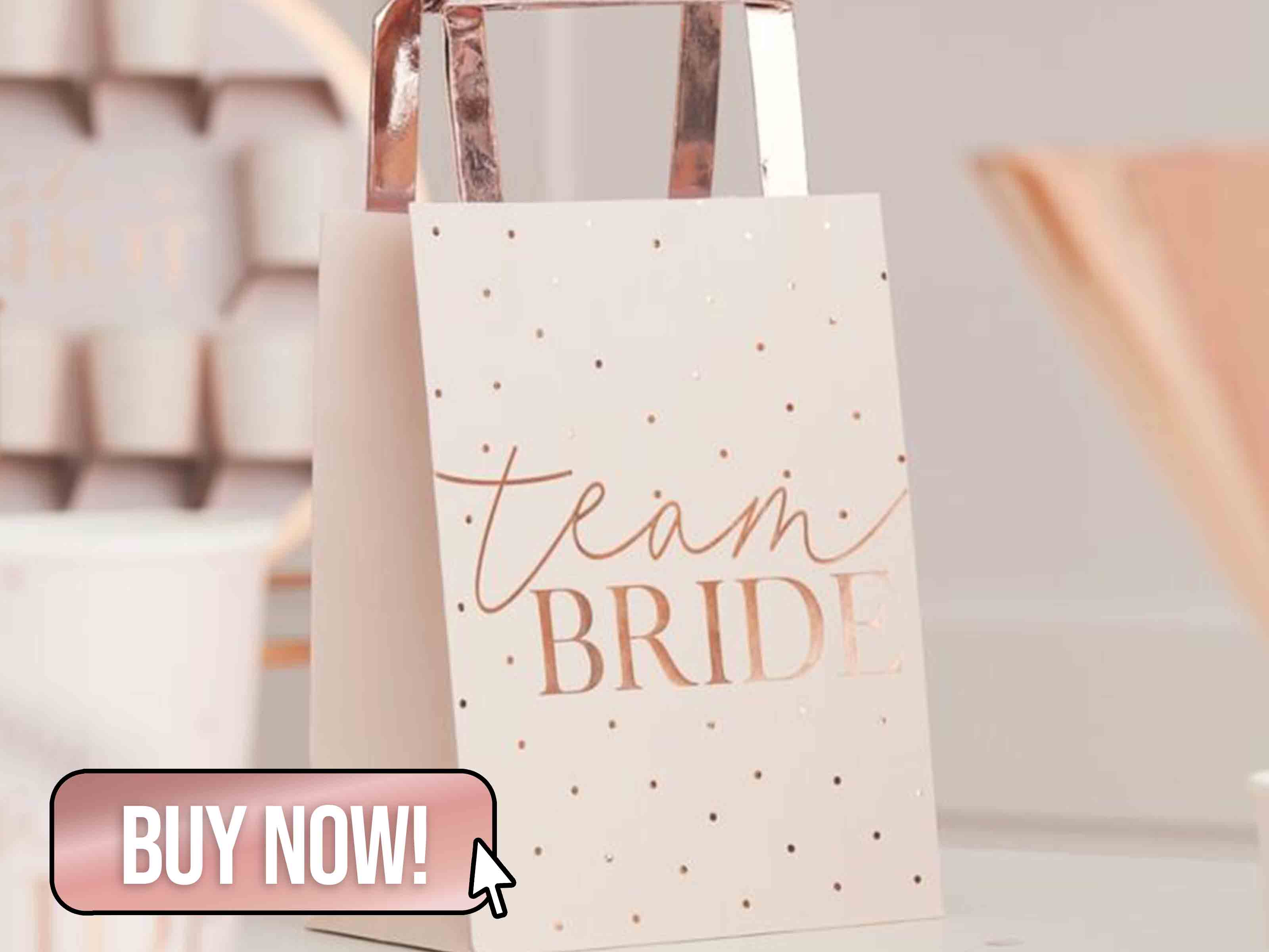 PINK TEAM BRIDE ROSE GOLD FOILED HEN PARTY BAGS - Ginger Ray