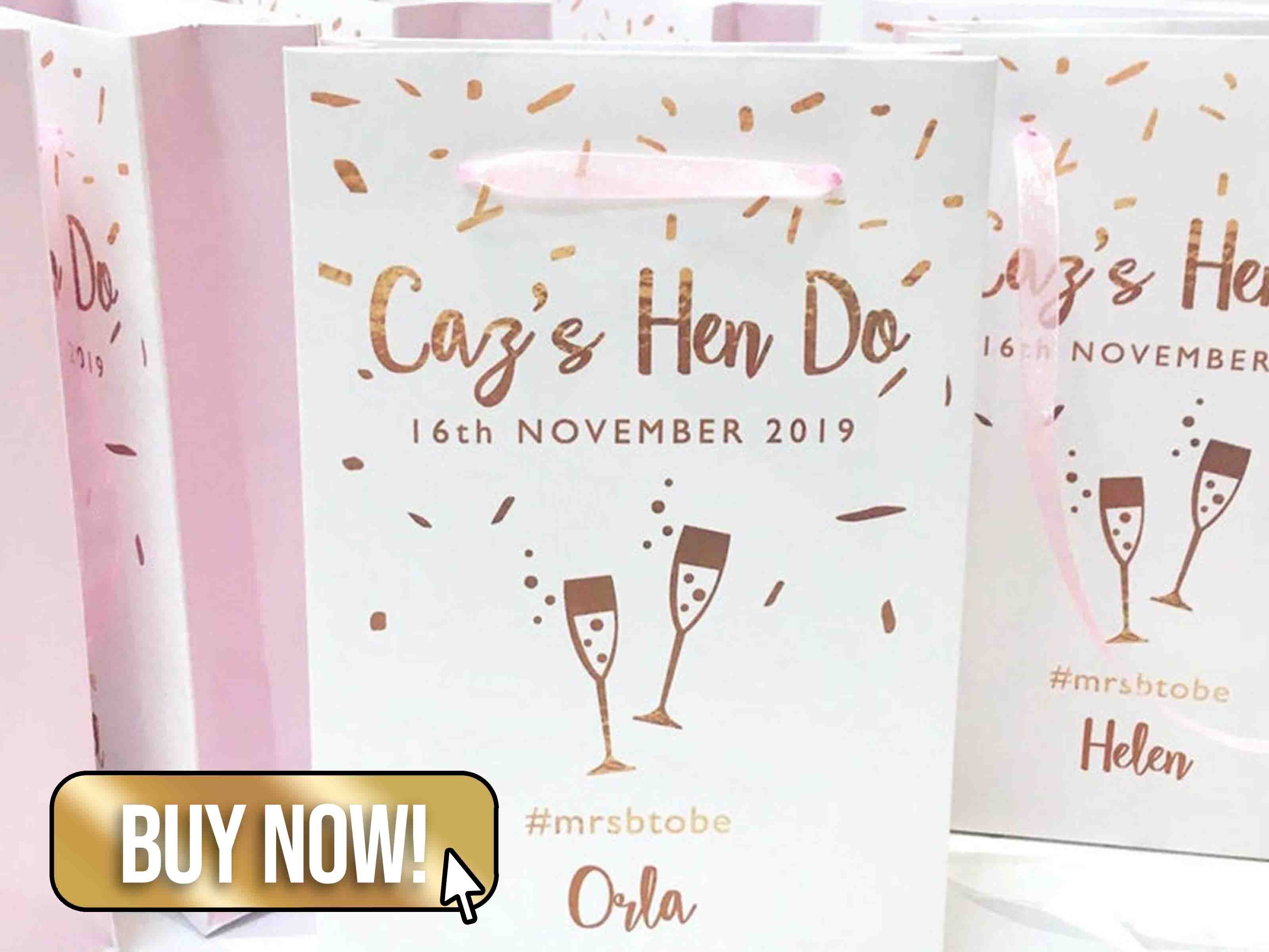 Pink & Rose Gold Hen Party Bags - TwoLittleDucksDesign