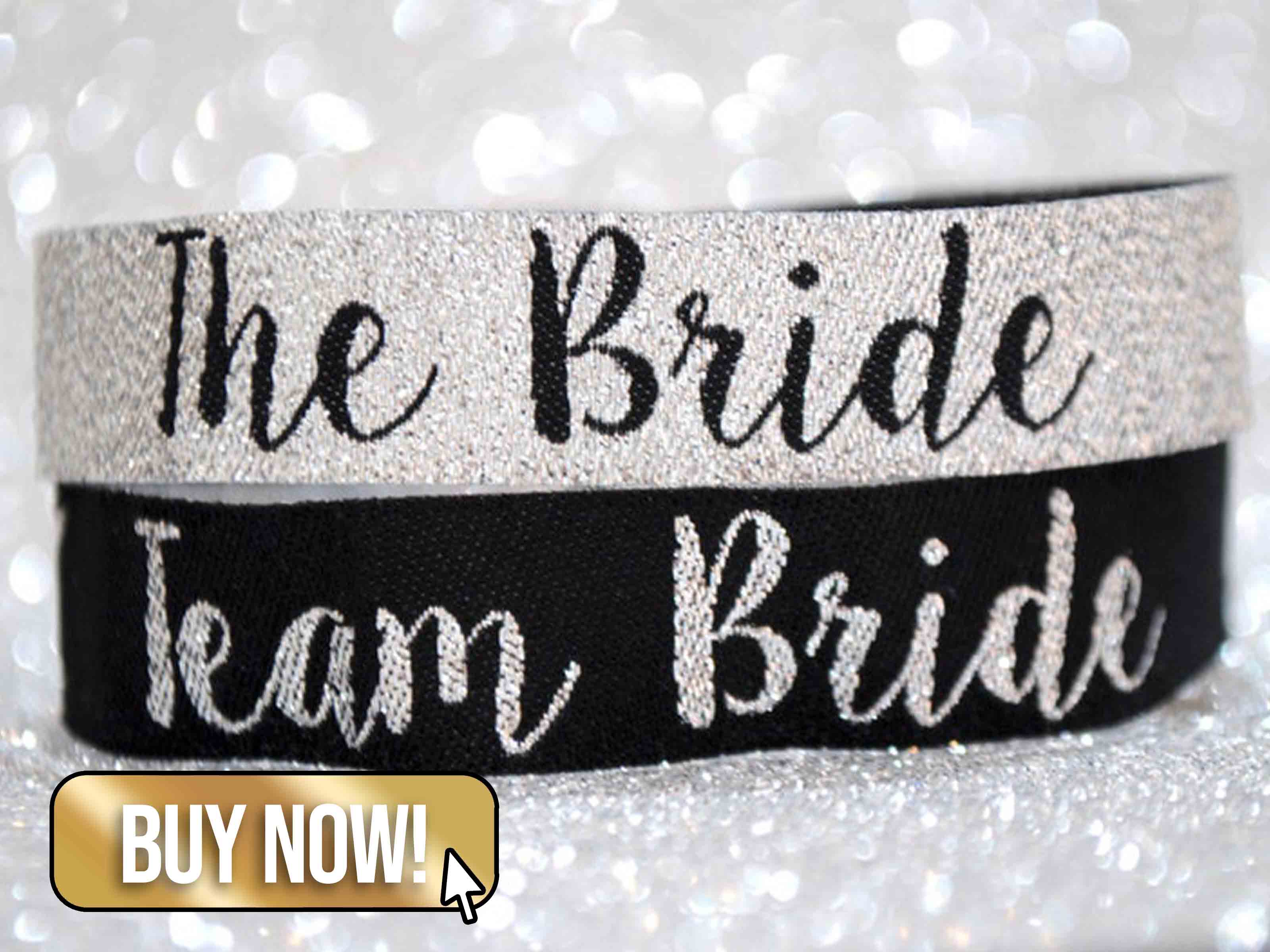 Team Bride Silver & Black Hen Party Wristbands - WedfestWeddings