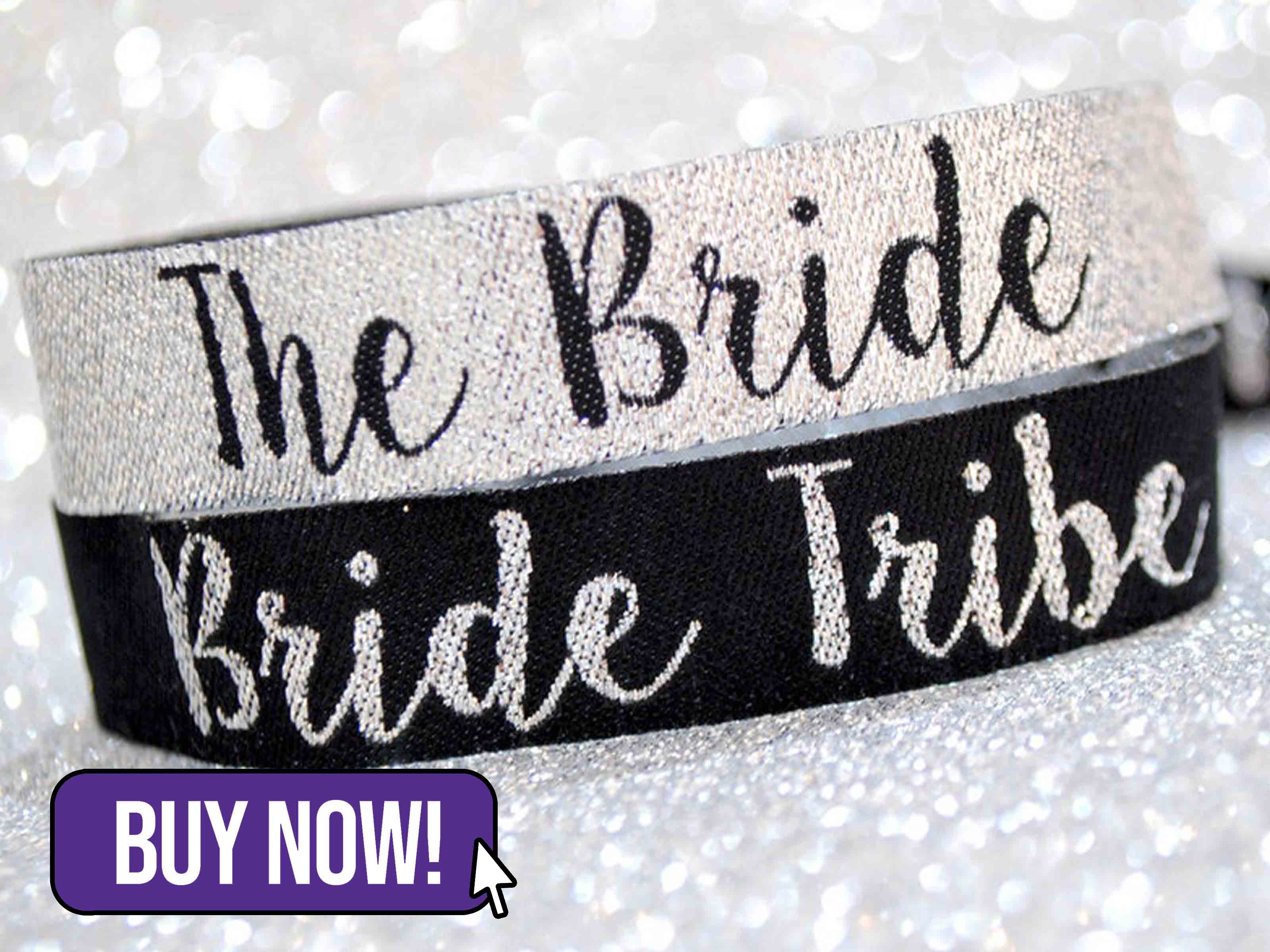 Bride Tribe Silver & Black Hen Party Wristbands - WedfestWeddings