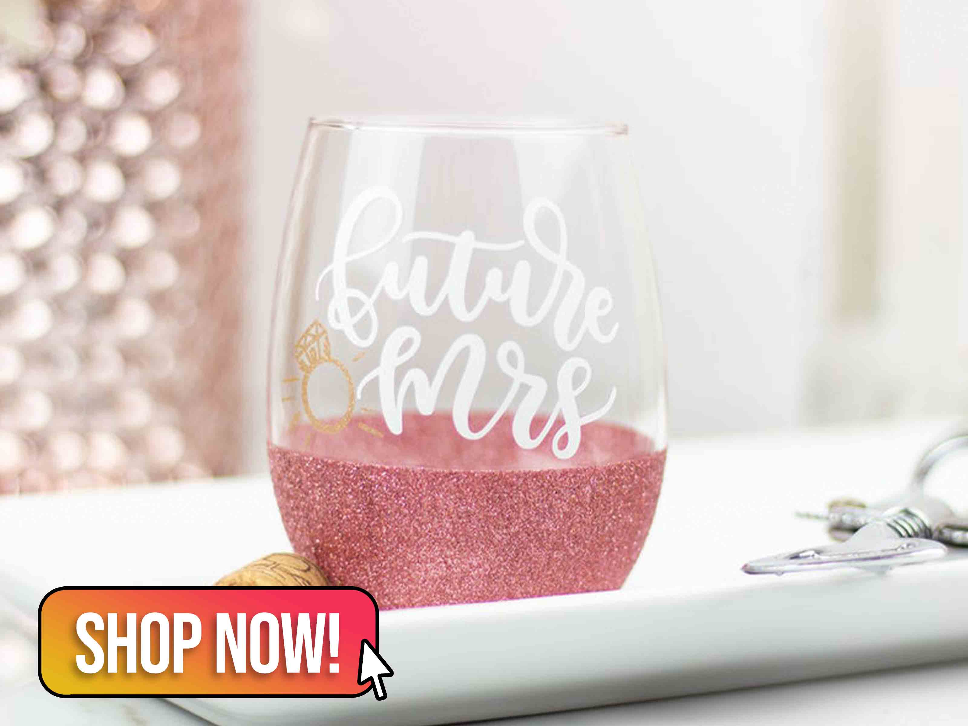 Future Mrs Glitter Dipped Wine Glass - BGCollective