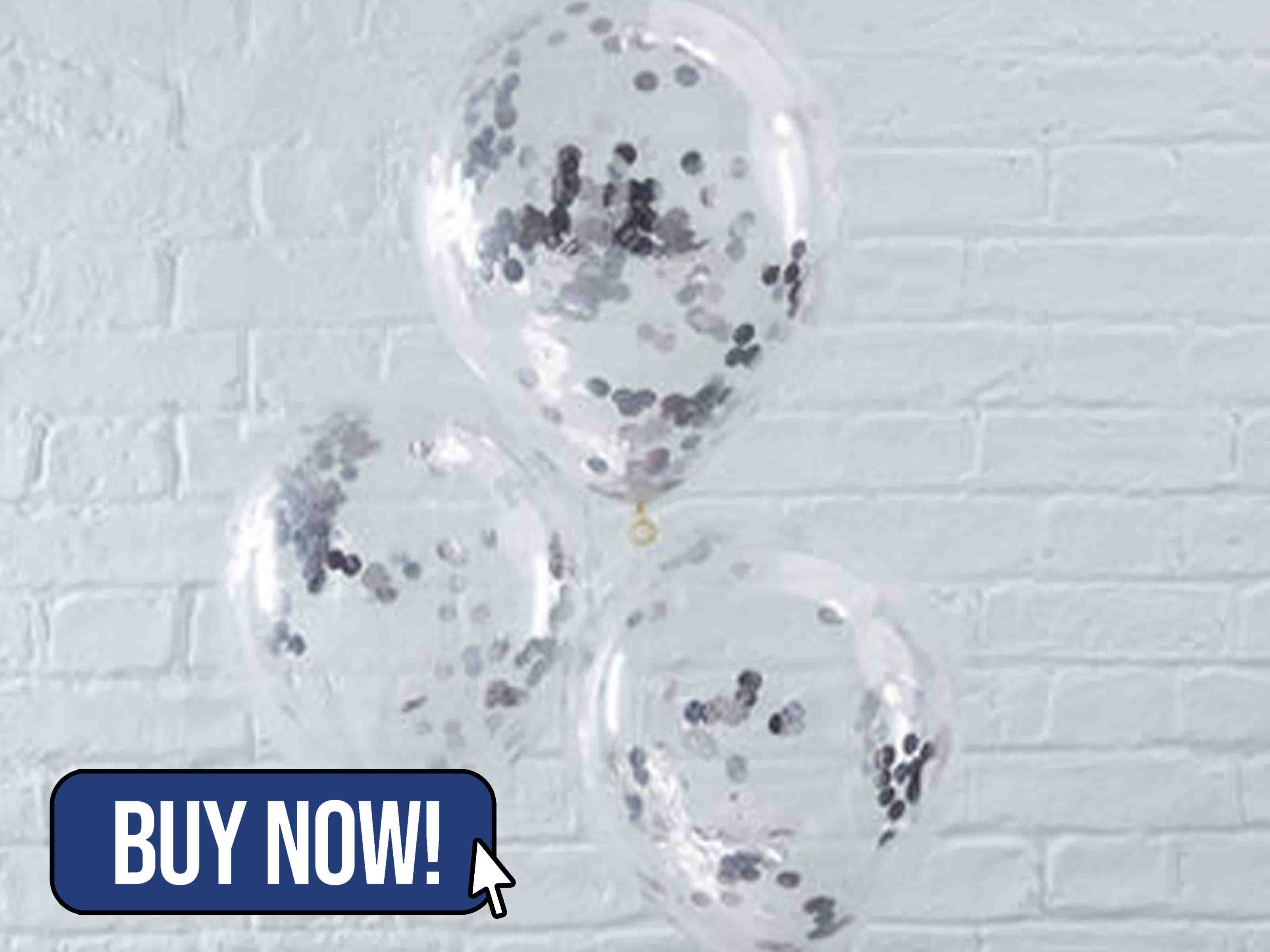 Silver Confetti Filled Party Balloons - Ginger Ray