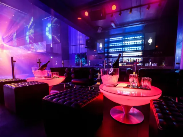 Nightclub Entry with Tables & Drinks
