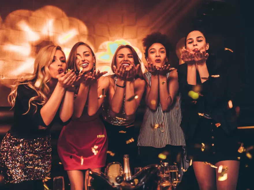 Nightclub Entry with Table & Drinks