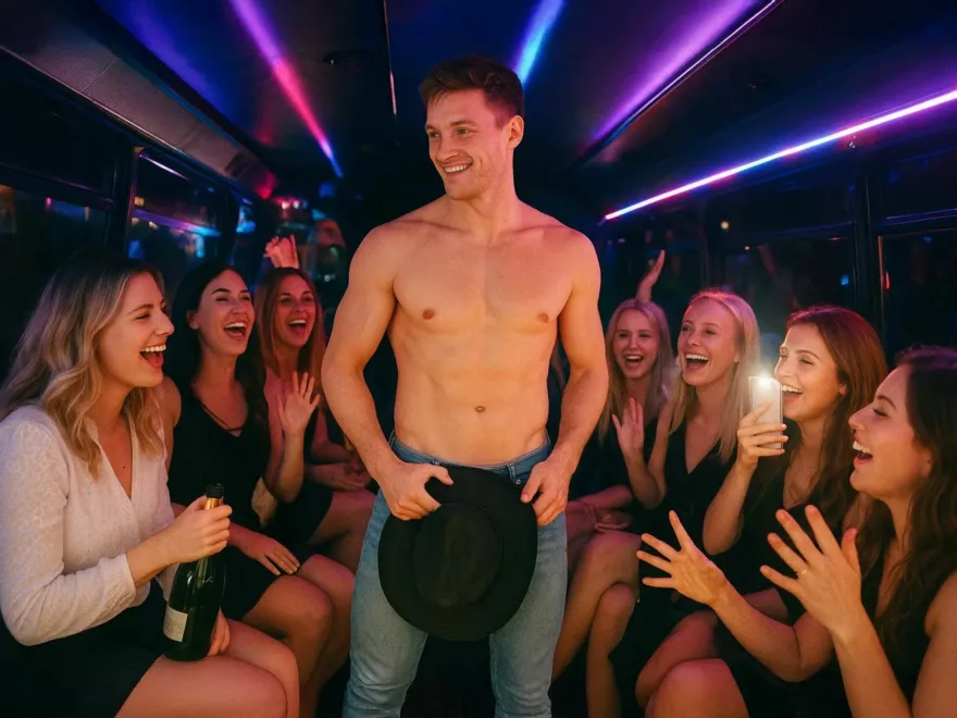 Party Bus with Stripper Hen Party
