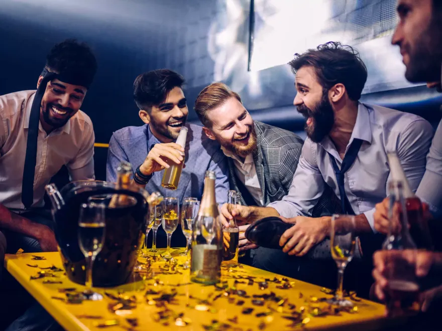 Nightclub Entry with Table & Drinks