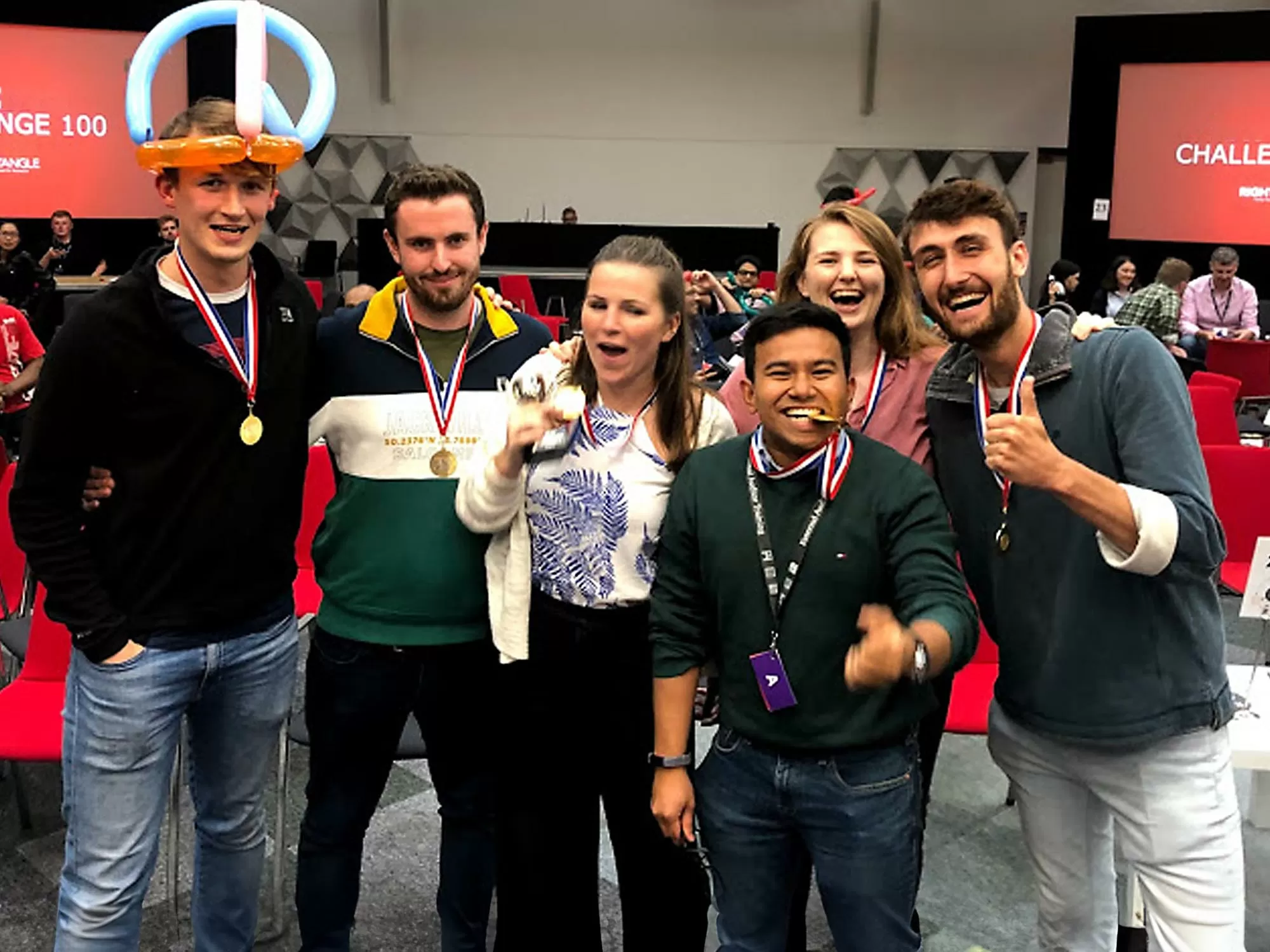 Team completing Challenge 100 indoor team building game in Manchester